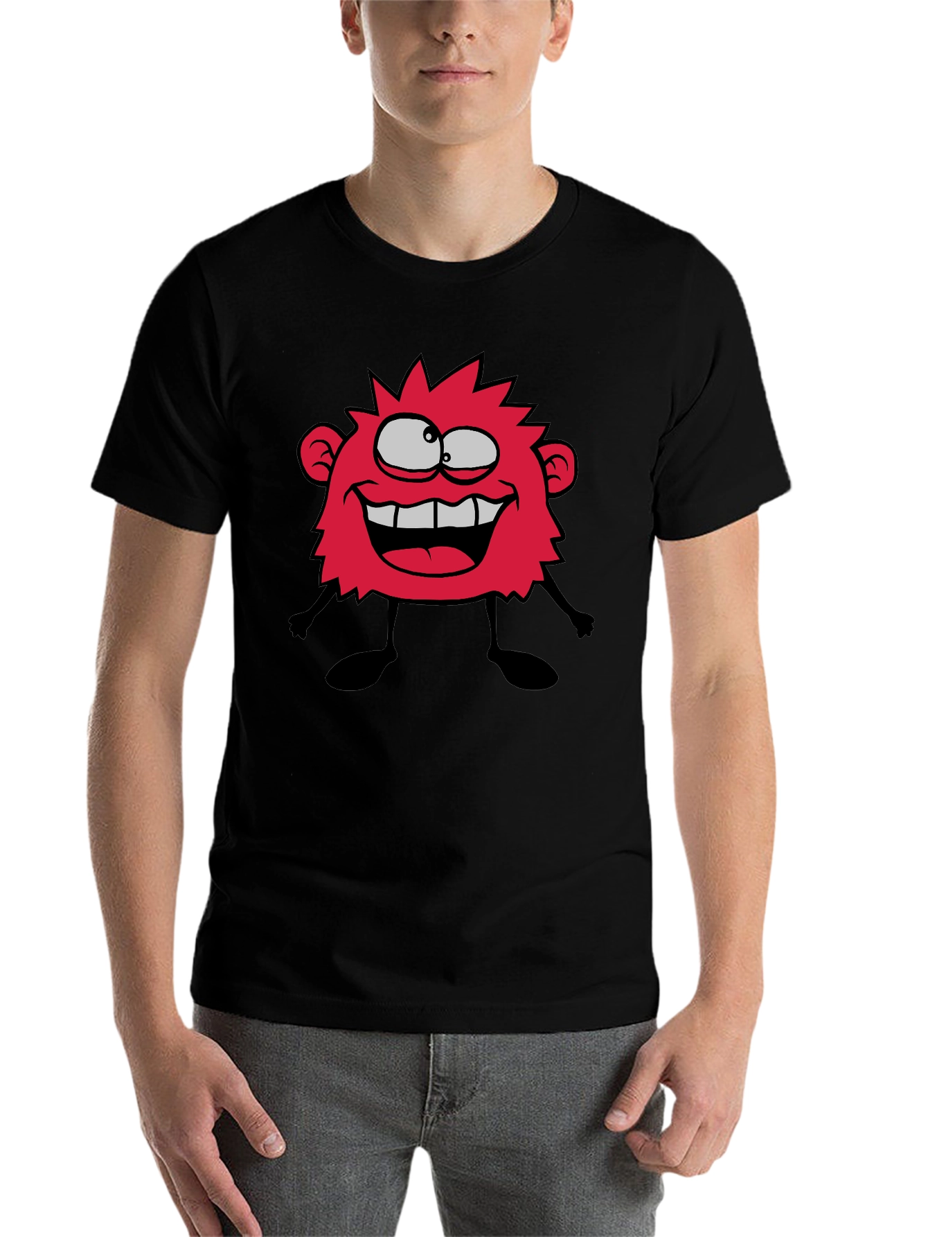 Black Funny Monster Graphic T-Shirt - Casual Black Tee view 7