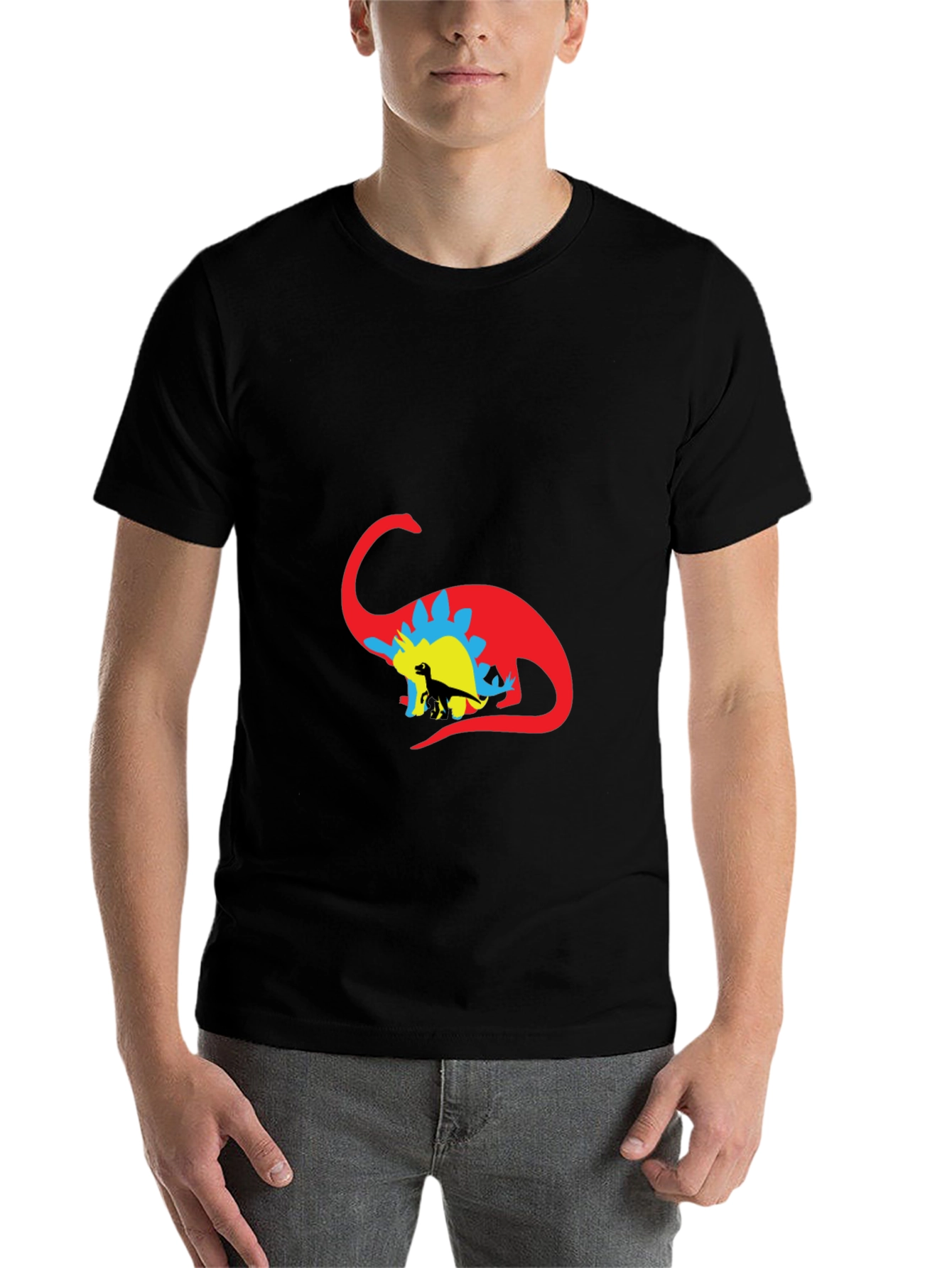 Black Dinosaur Silhouette Graphic Tee - Black view 7