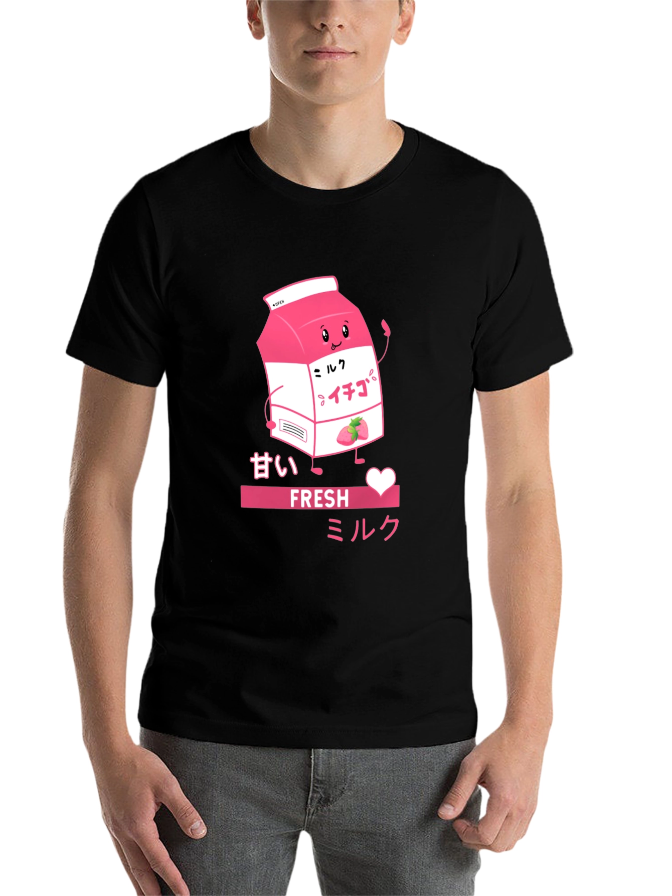Black Kawaii Strawberry Milk T-Shirt - Fresh Milk Tee view 7