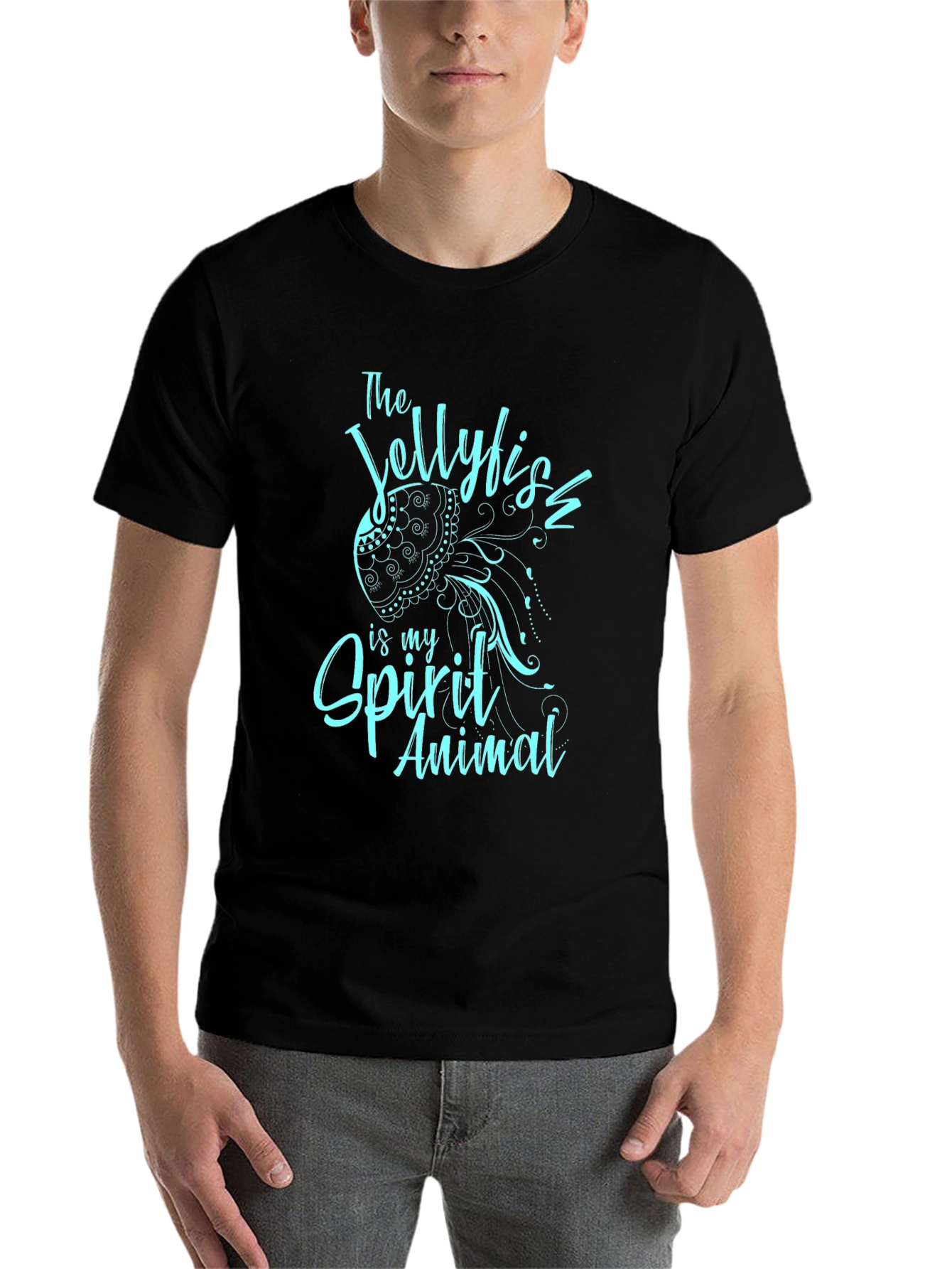 Black Jellyfish Spirit Animal T-Shirt - Black Graphic Tee view 7