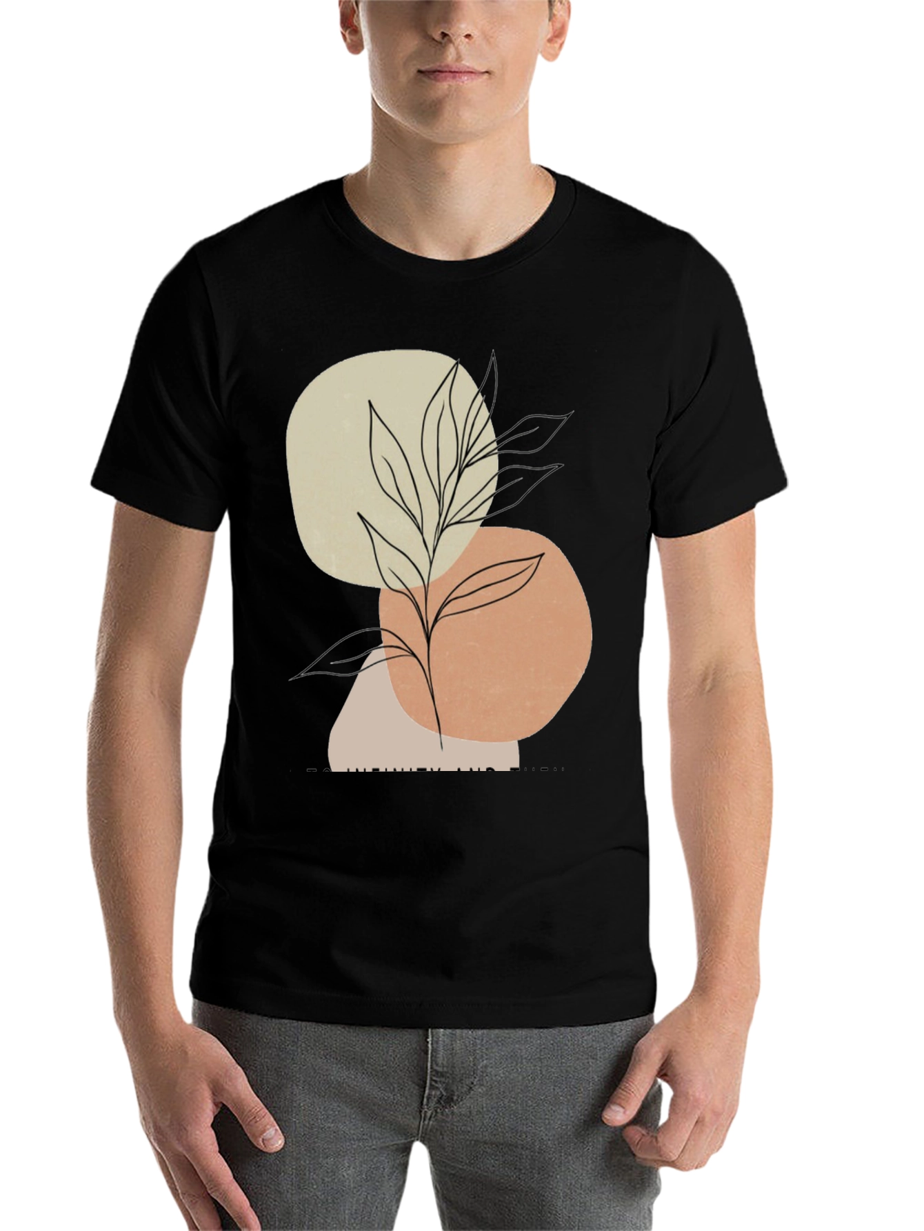 Black Abstract Art Plant Graphic Men's T-Shirt view 7