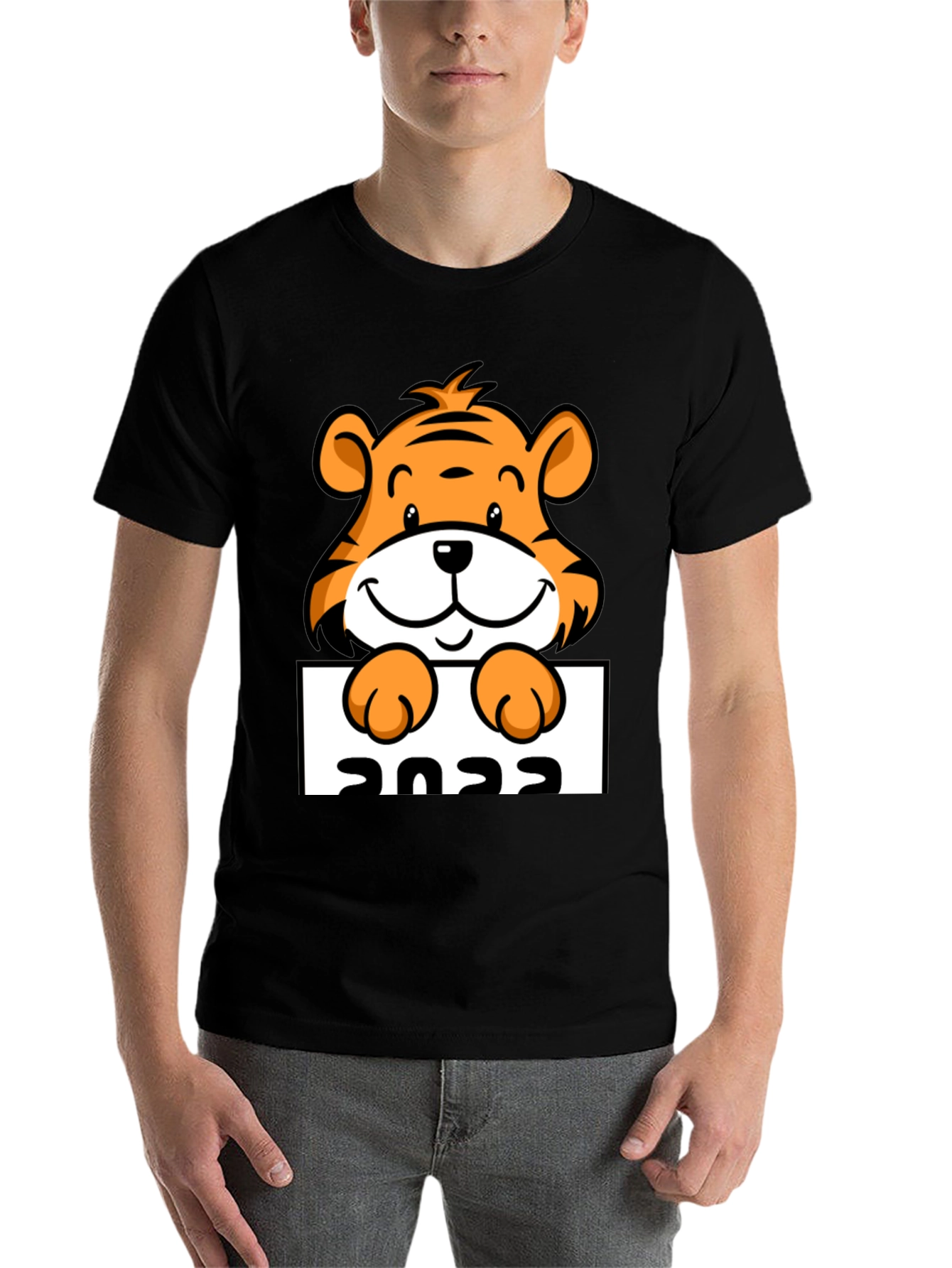 Black Cute Tiger 2022 Graphic Tee - Black view 7