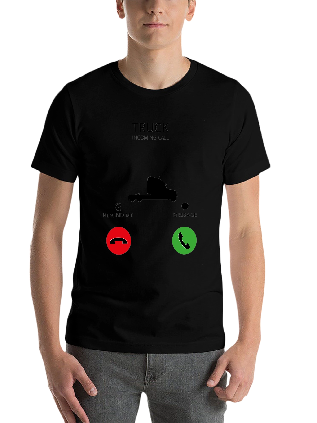 Truck Incoming Call Black T-Shirt - 7