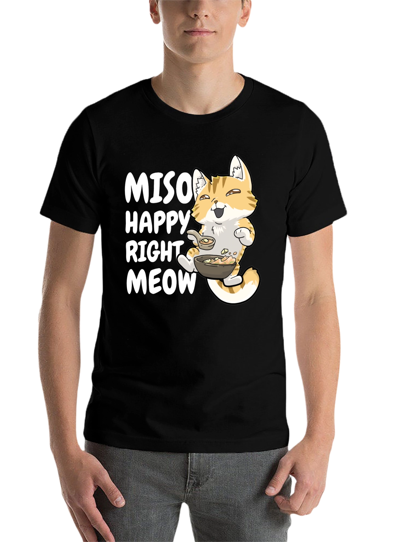 Black Miso Happy Right Meow T-Shirt view 7