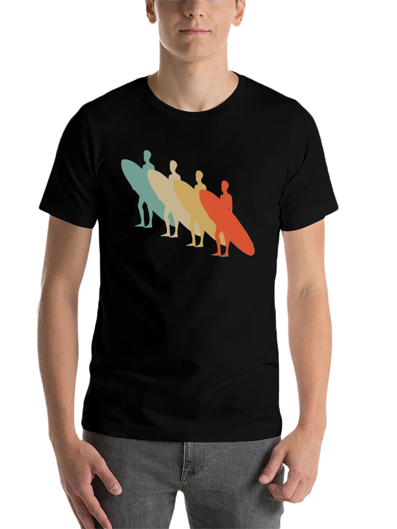 Black Retro Surfboard T-Shirt - Vintage Surfer Design view 7