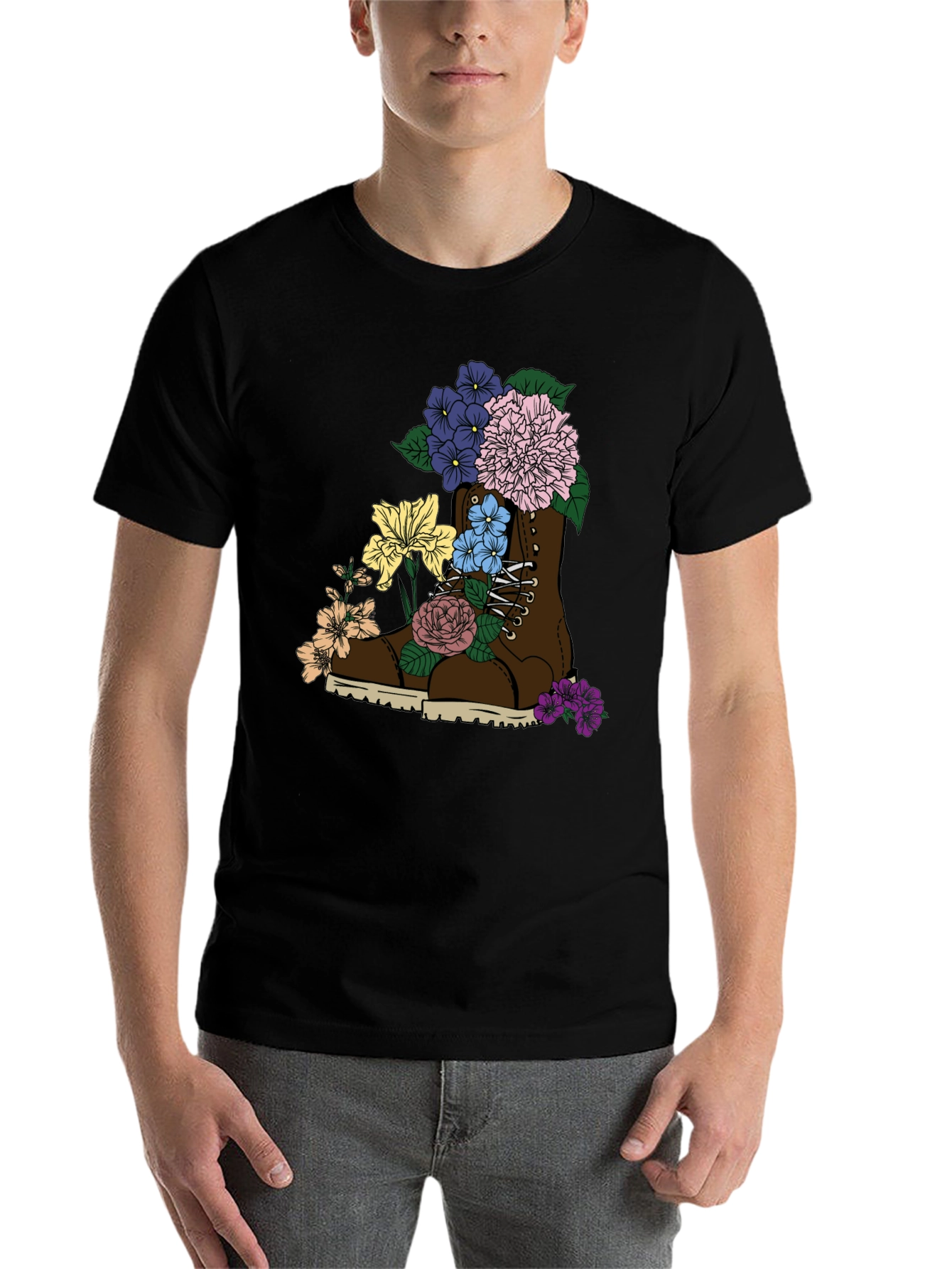 Floral Boot T-Shirt: Unique Graphic Tee - 7