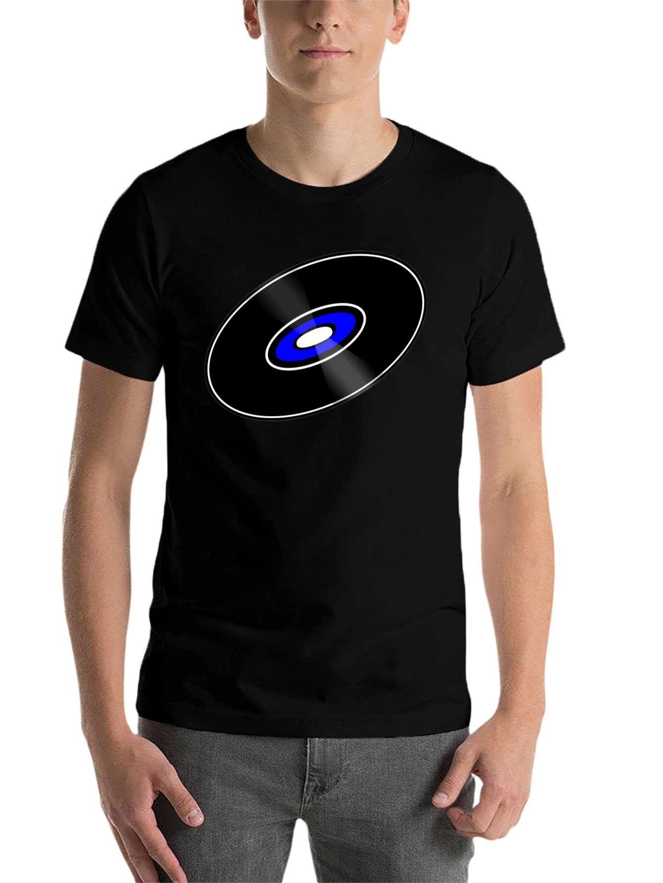 Black Retro Vinyl Record Graphic Tee - Cool Music Lover Shirt view 7
