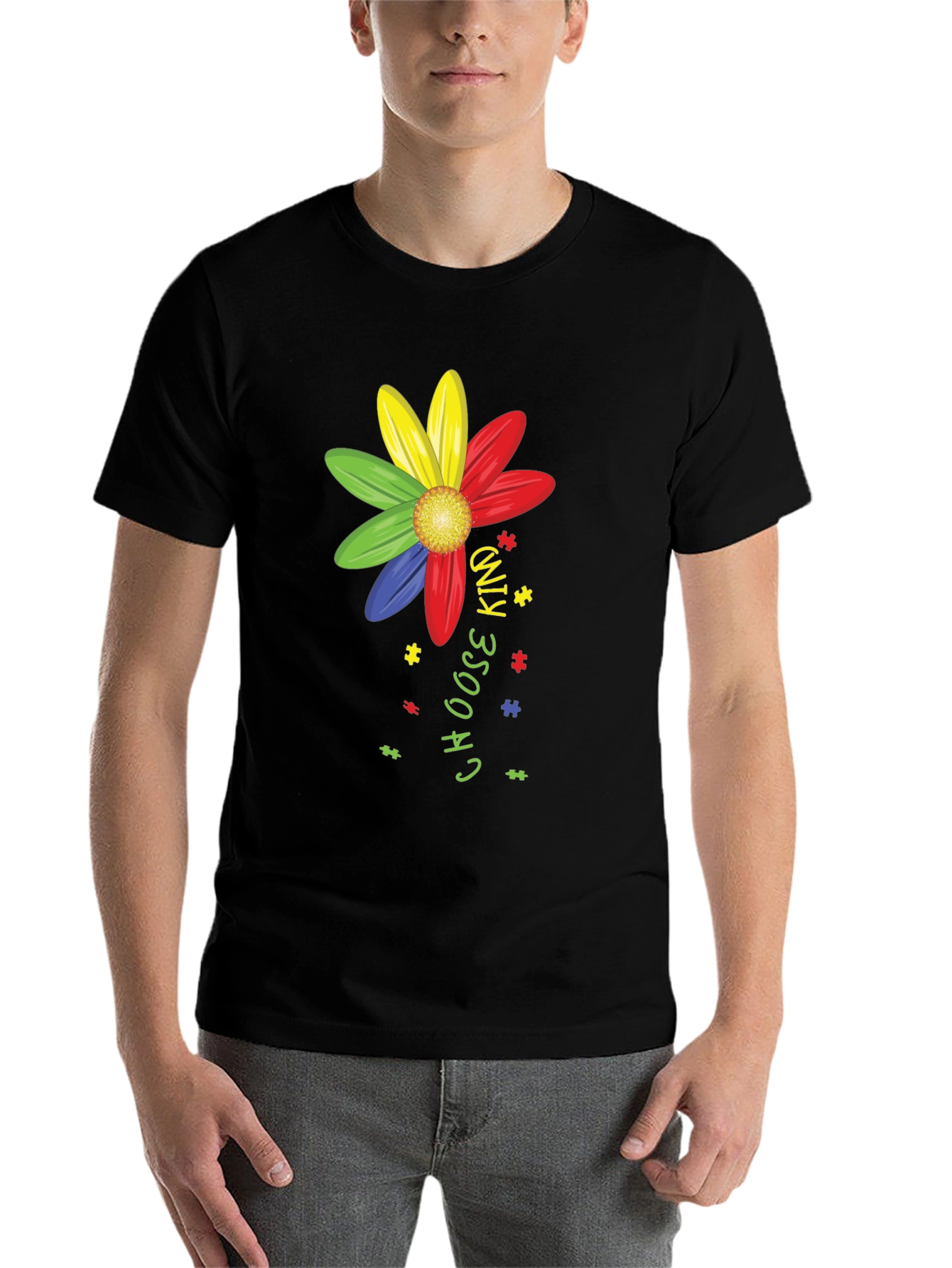 Black Choose Kind Autism Awareness T-Shirt view 7