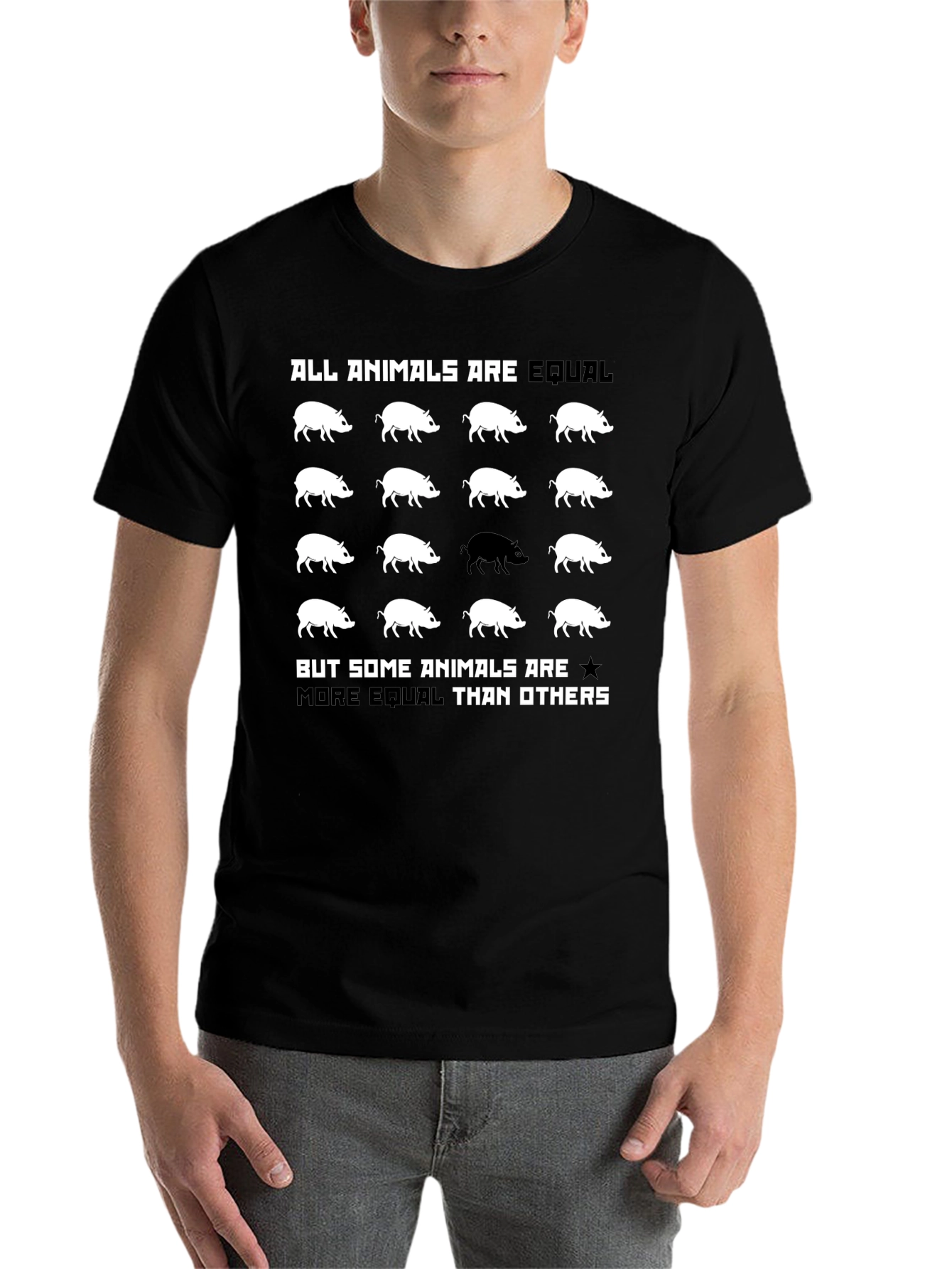 Black All Animals Are Equal Graphic Tee view 7