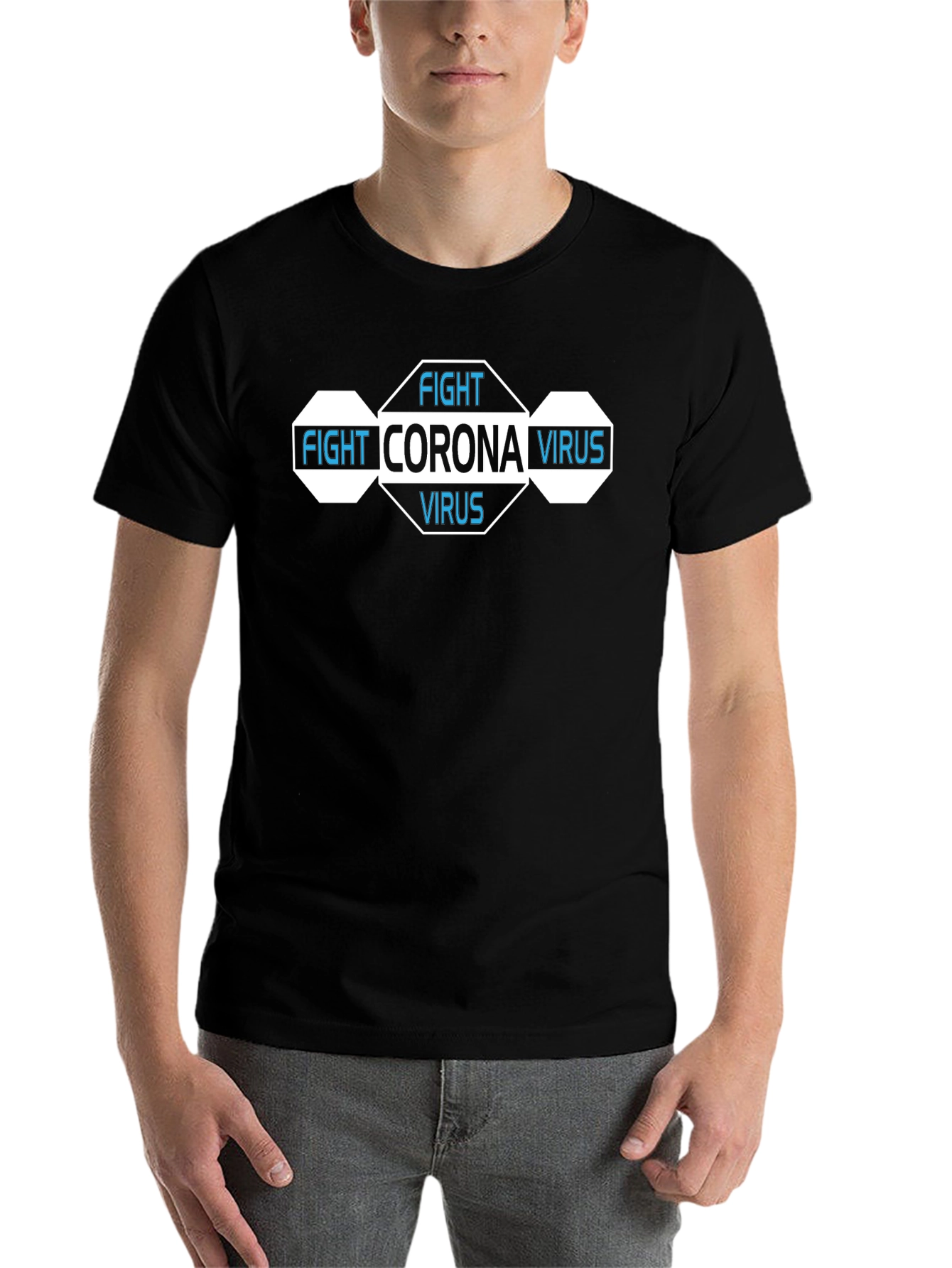 Black Fight Corona Virus Black Graphic T-Shirt view 7