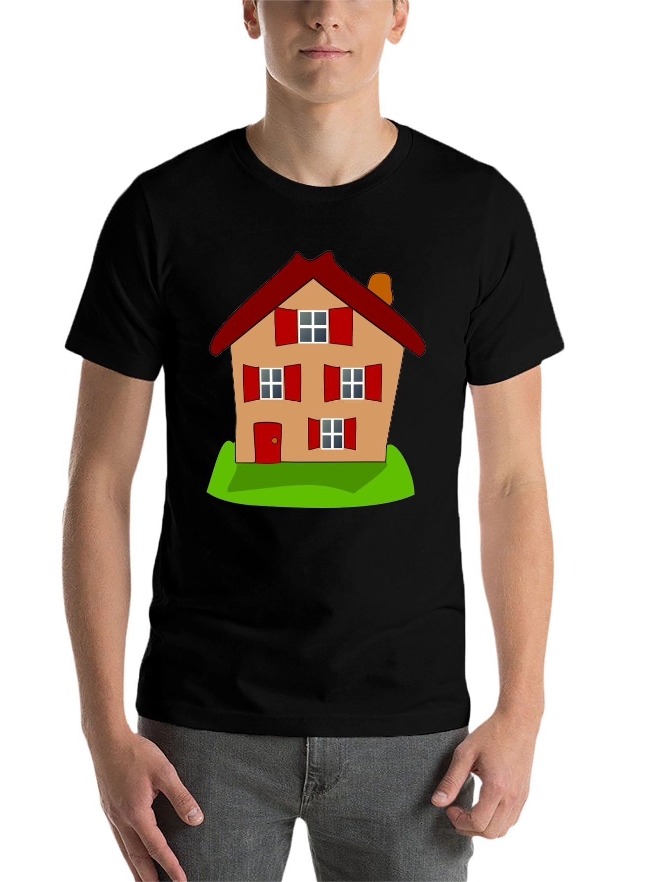 Black Cartoon House Graphic Tee - Fun, Stylish Comfort view 7