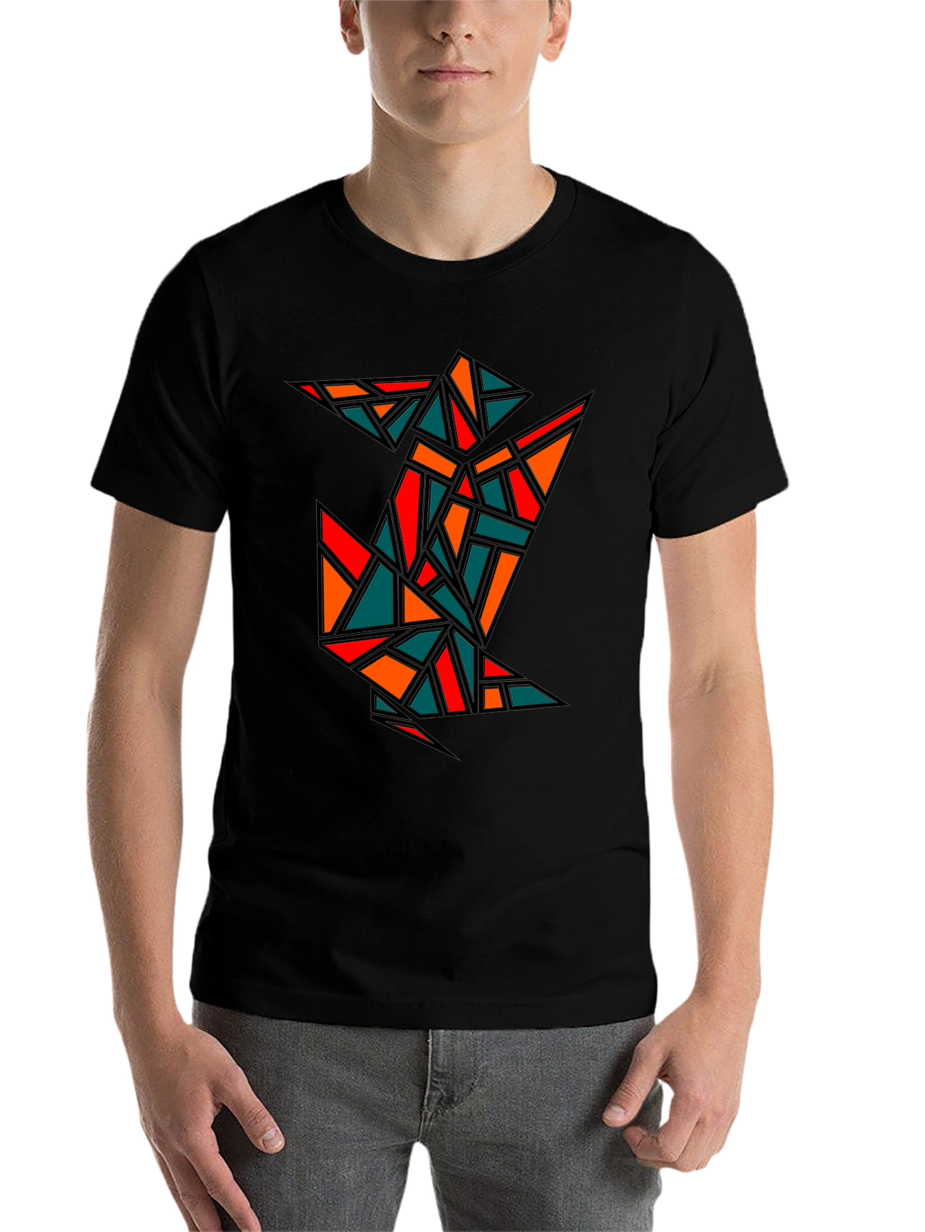Black Geometric Crane Black T-Shirt view 7
