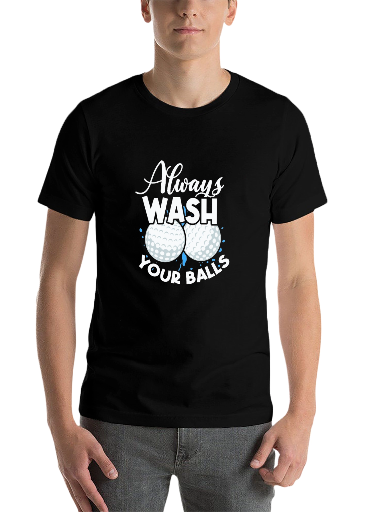 Black Always Wash Your Balls Graphic T-Shirt view 7