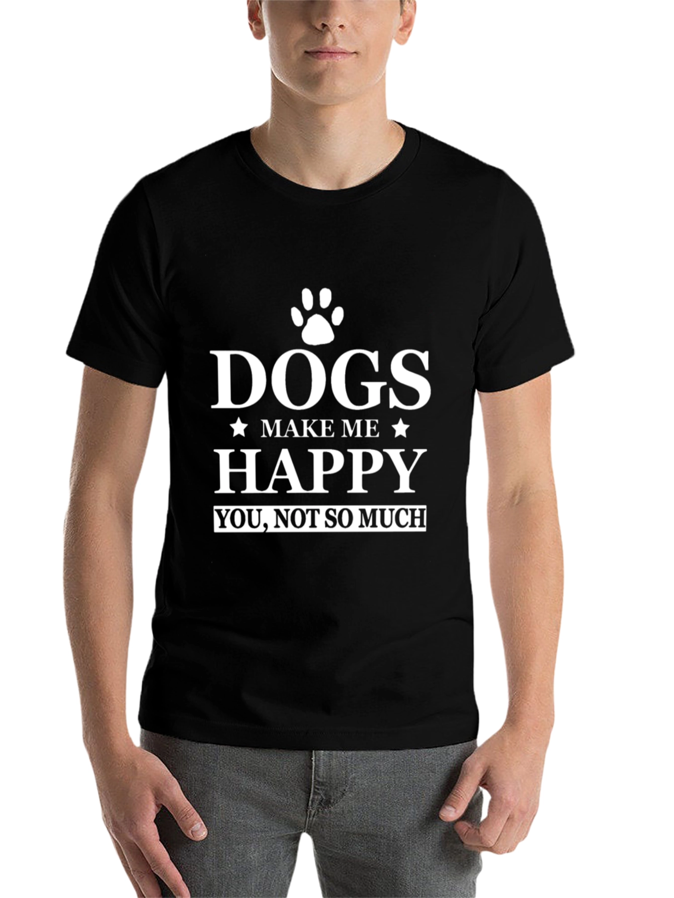 Black Dogs Make Me Happy T-Shirt - Funny Dog Lover Tee view 7
