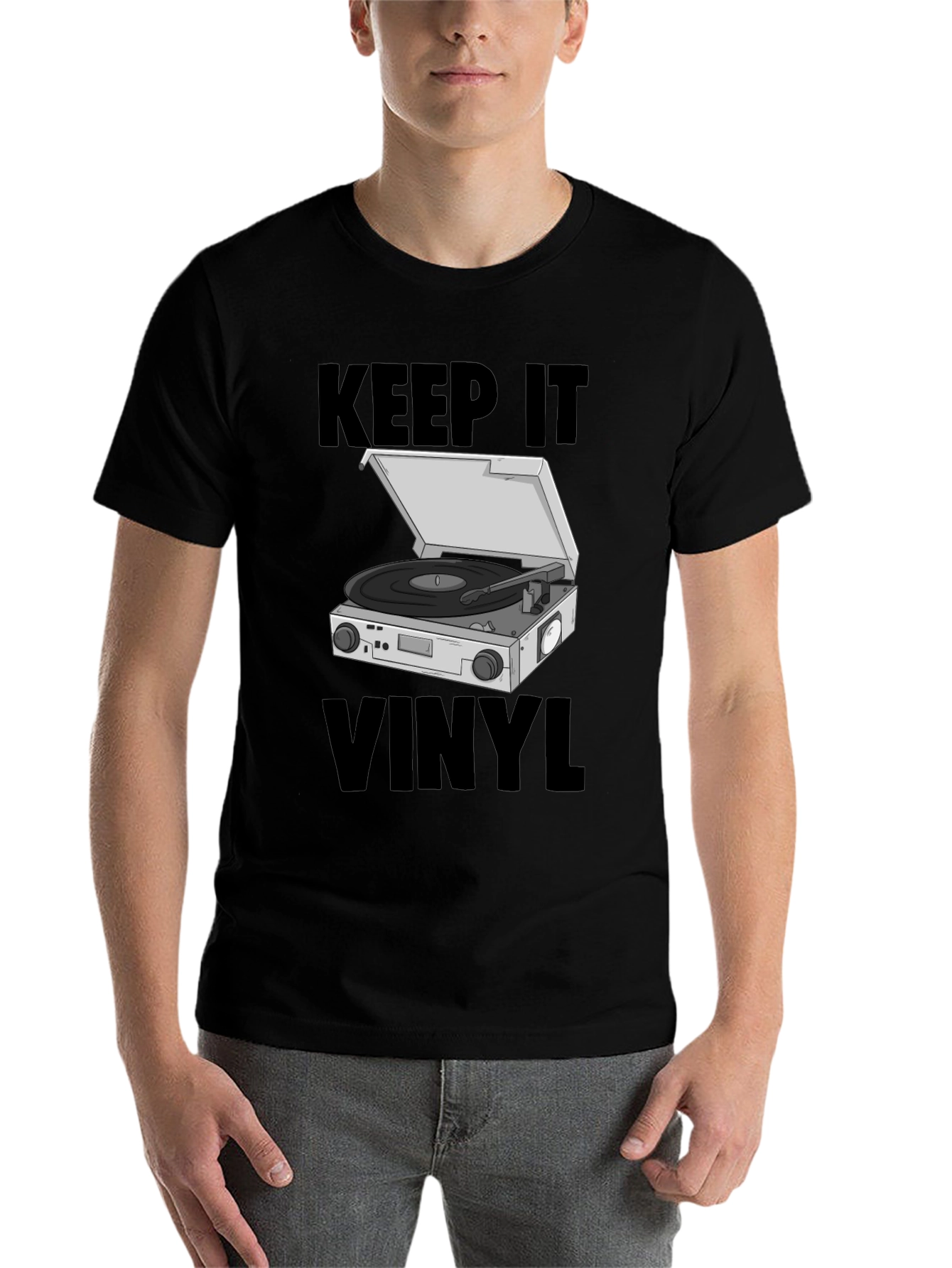 Black Keep it Vinyl T-Shirt - Retro Music Lover Tee view 7