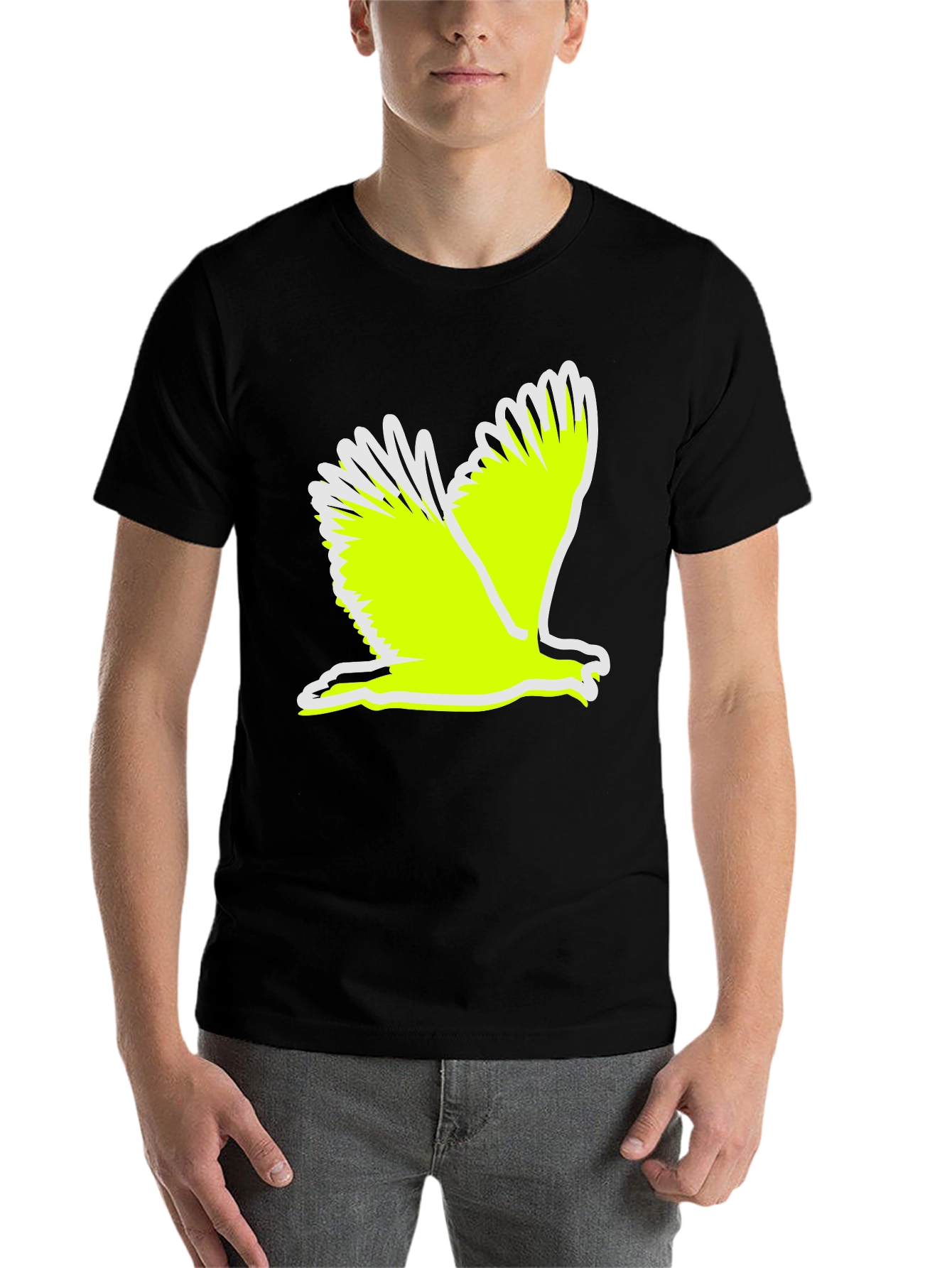 Black Black T-Shirt with Flying Bird Graphic view 7