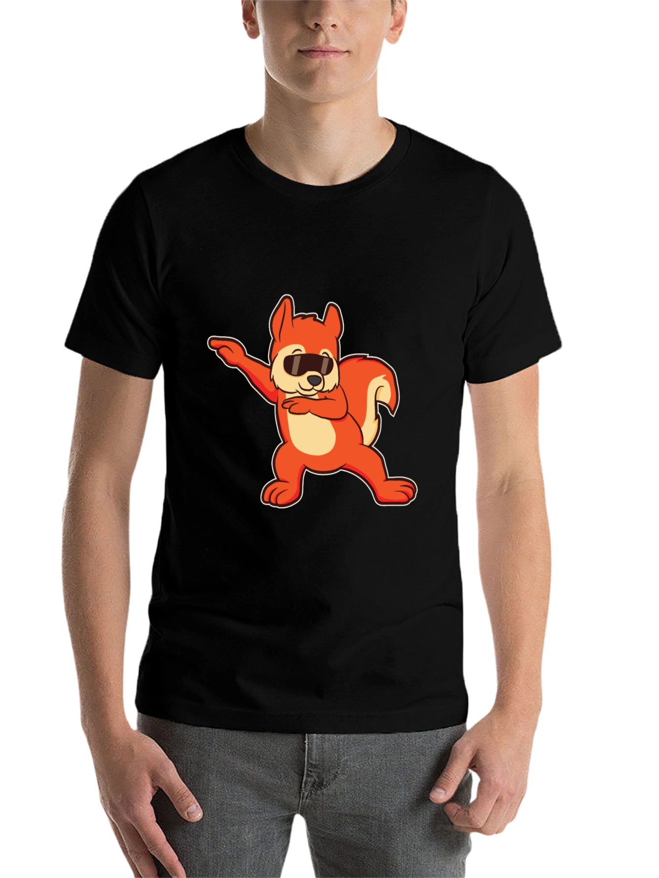 Black Dabbing Squirrel Graphic Tee - Cool & Fun view 7