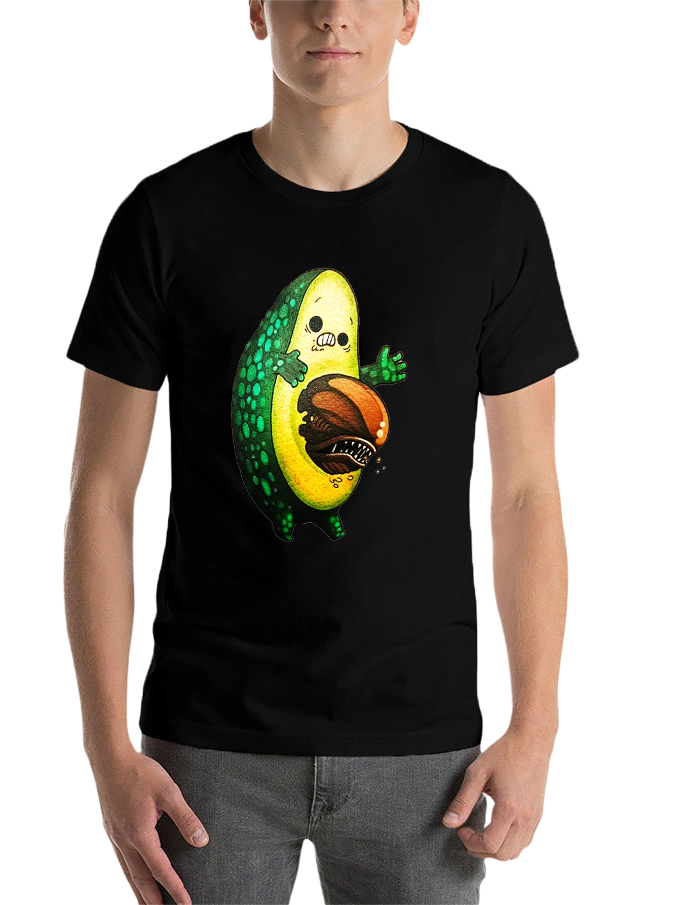 Black Avocado Monster Graphic T-Shirt - Unique Design view 7
