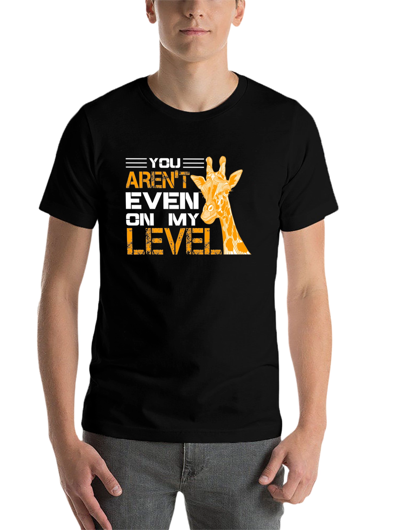 Black Giraffe Level T-Shirt - Funny Animal Tee view 7
