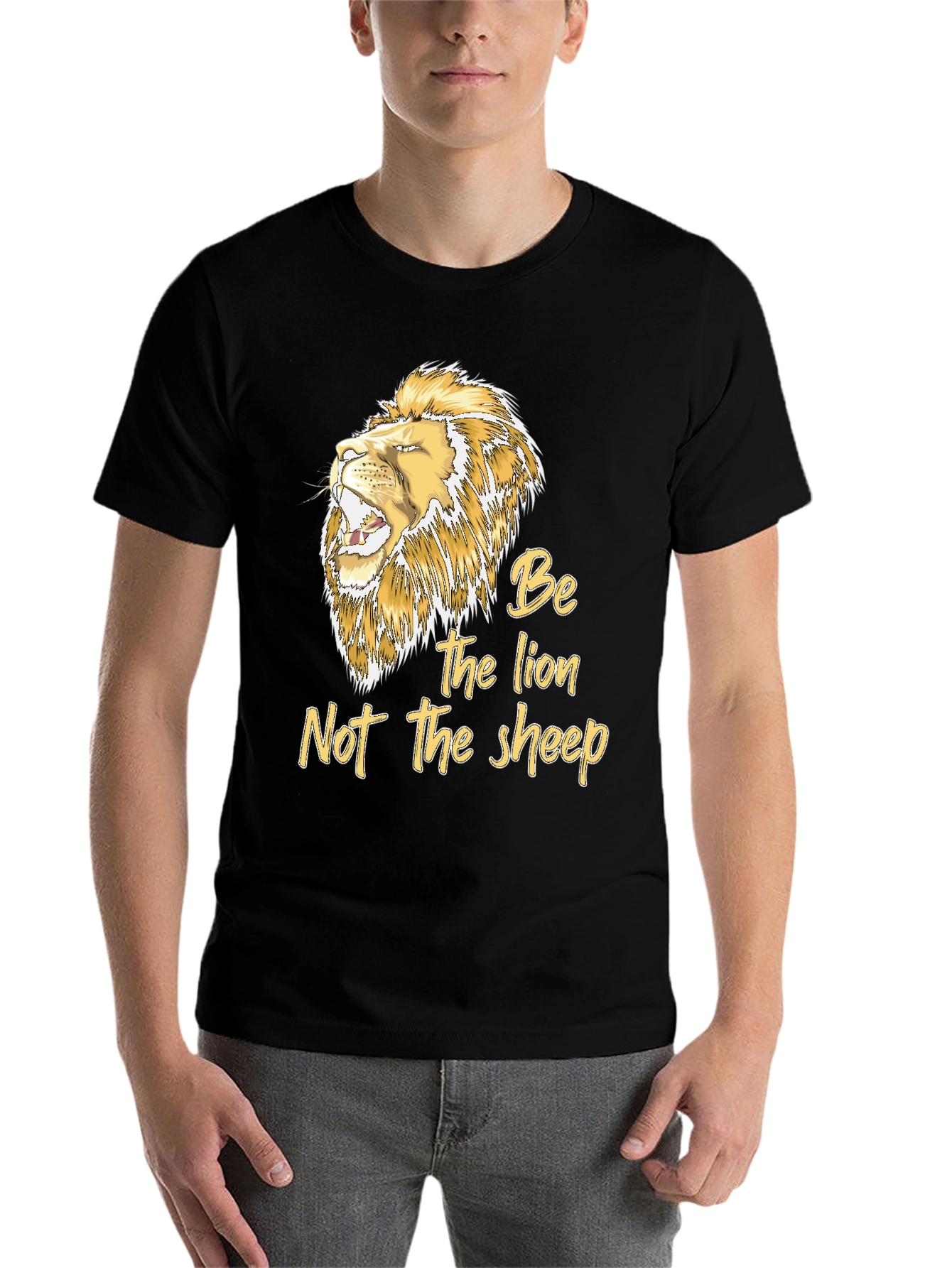 Black Be The Lion T-Shirt - Motivational Graphic Tee view 7