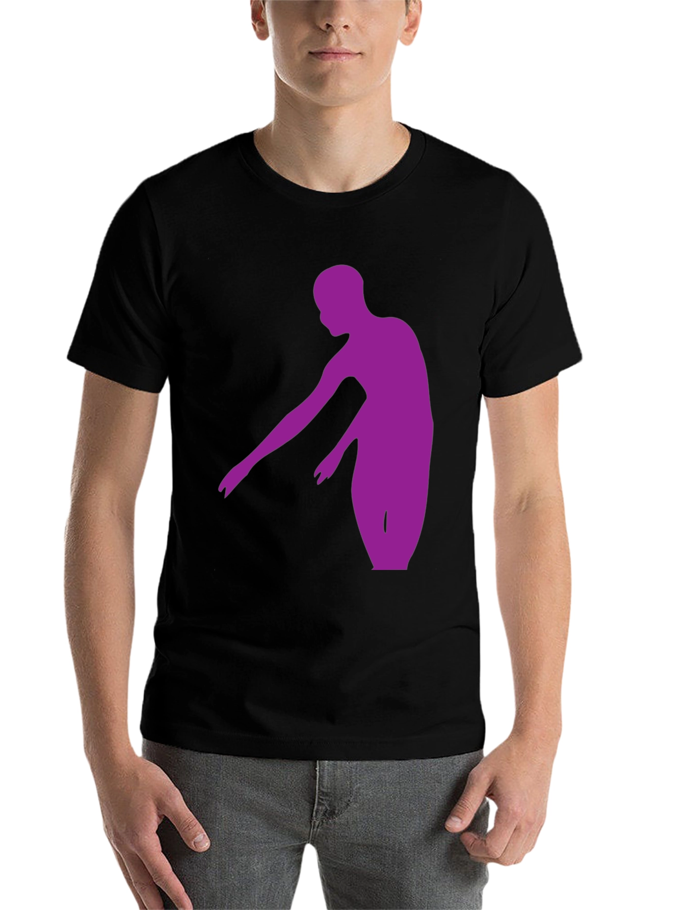 Black Purple Dancer Graphic Tee - Stylish Men's Black T-Shirt view 7