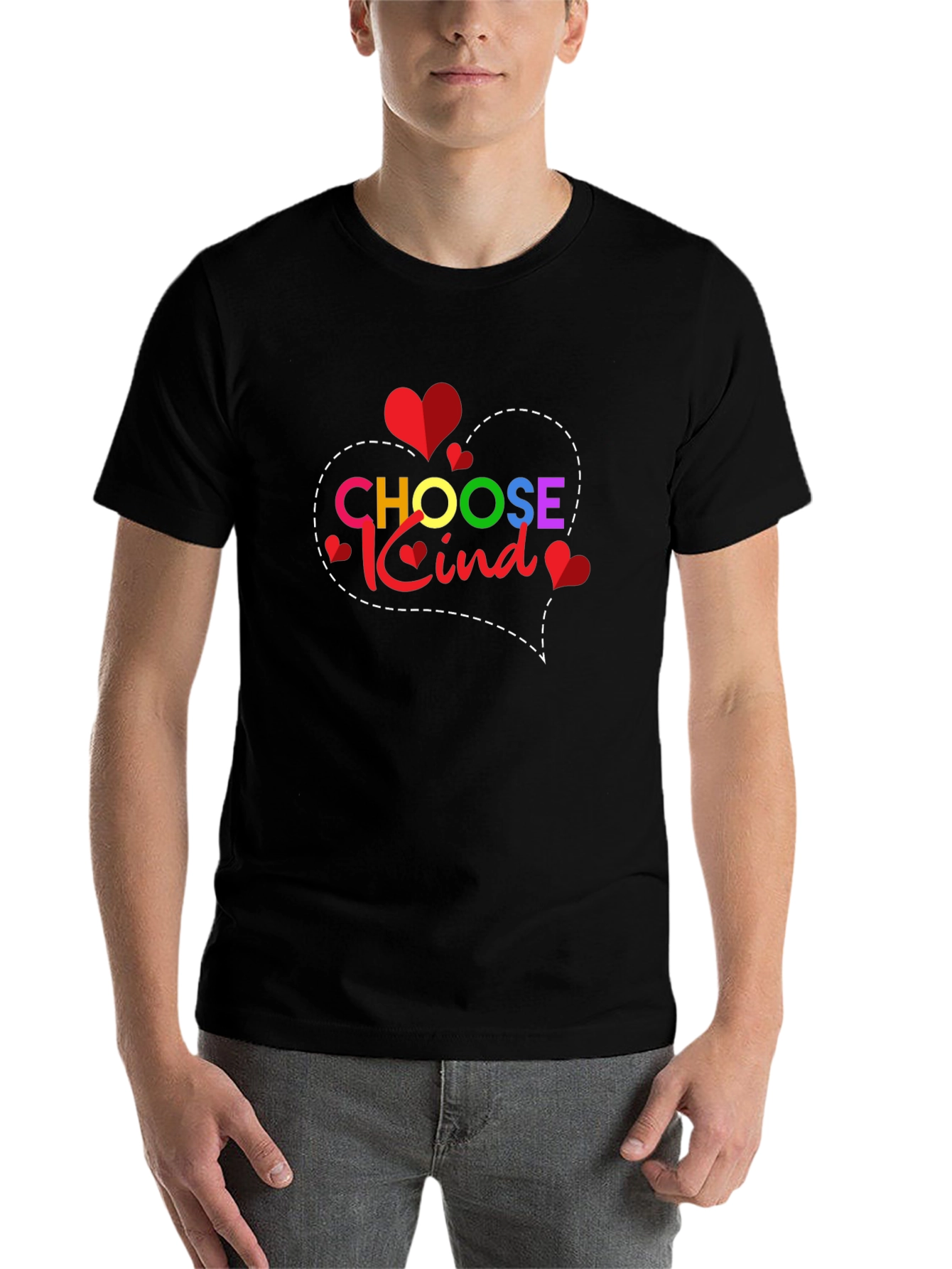Black Choose Kind T-Shirt - Heart Design view 7