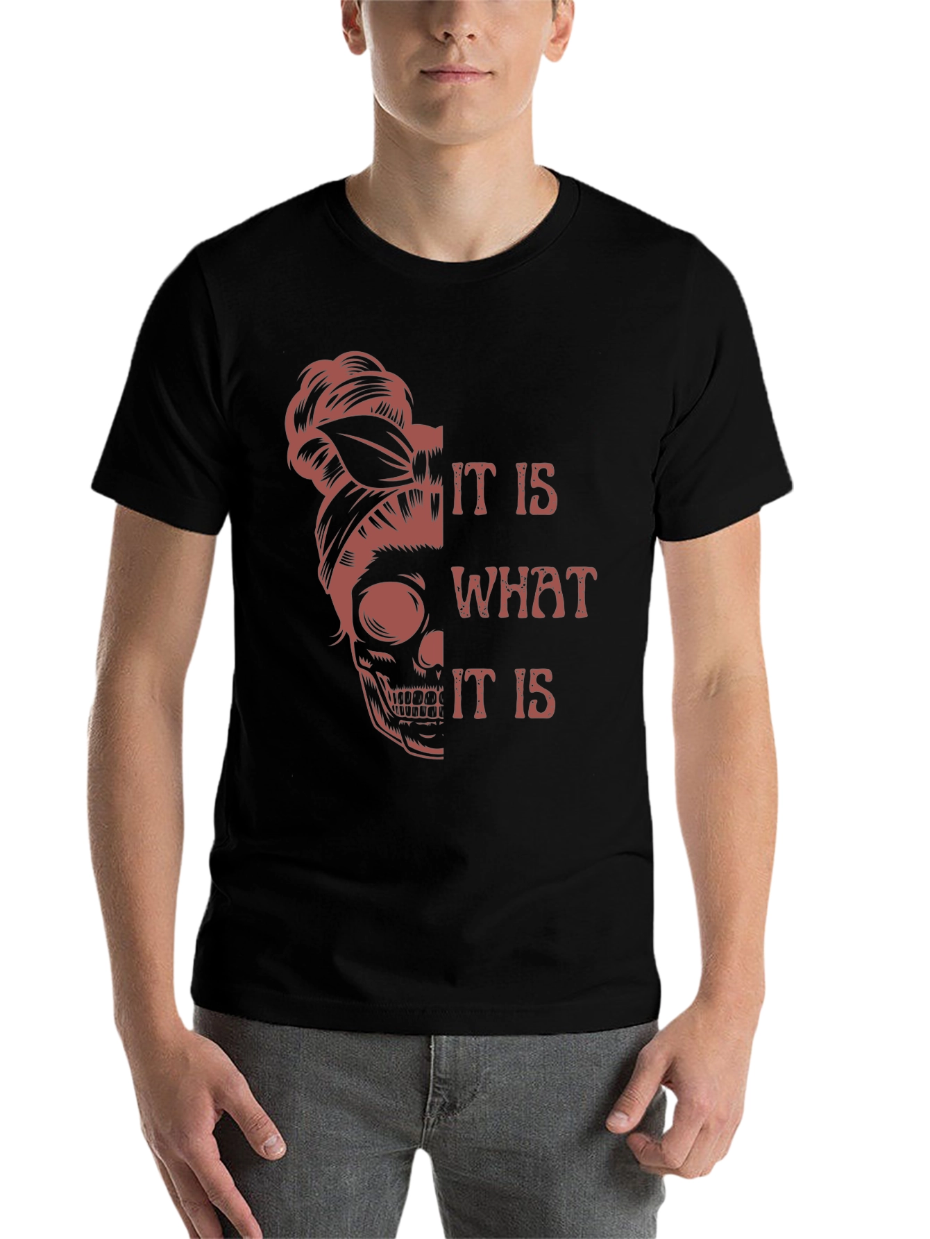 Black Skull Graphic Tee - It Is What It Is - Unisex view 7