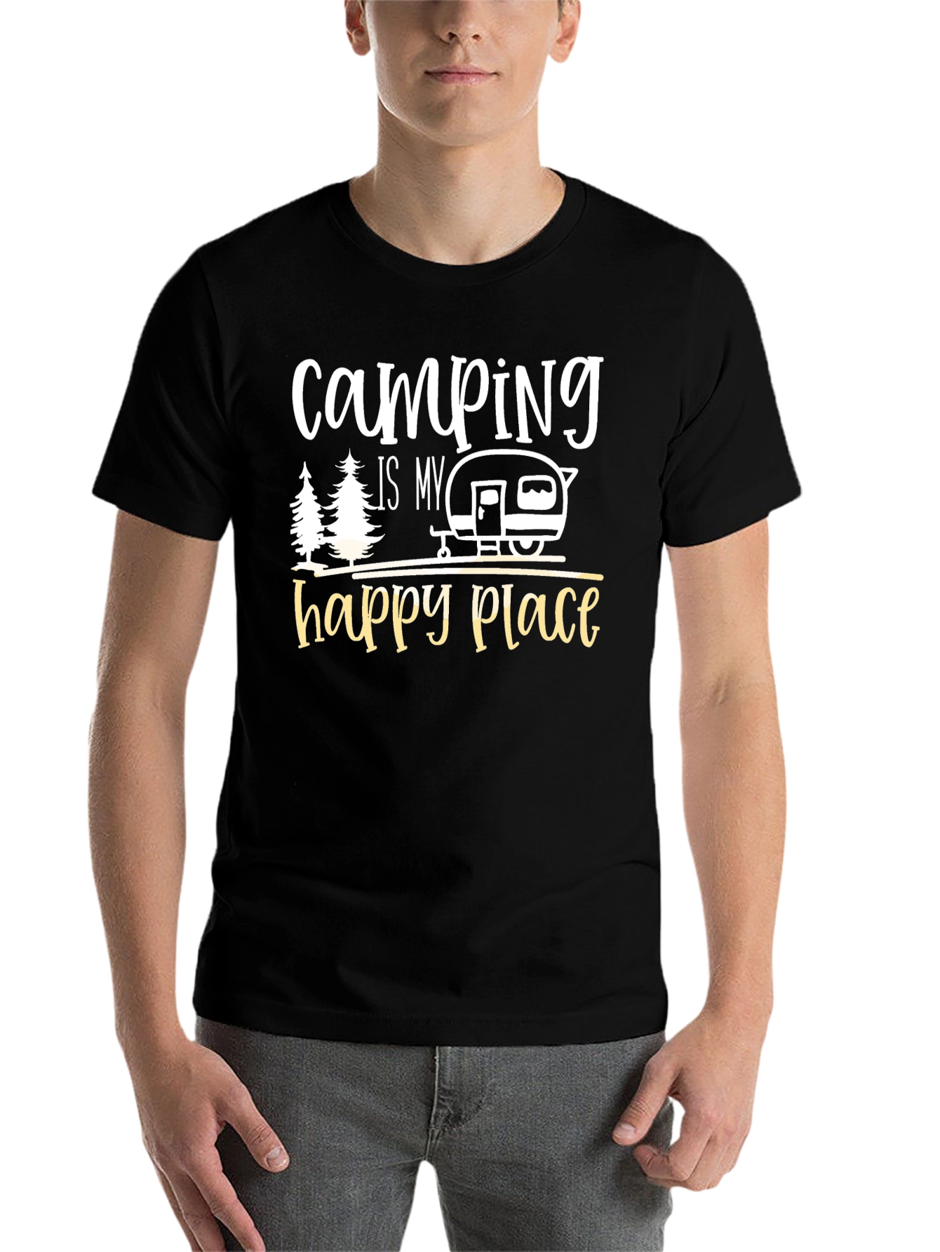Black Camping Is My Happy Place Graphic Tee view 7