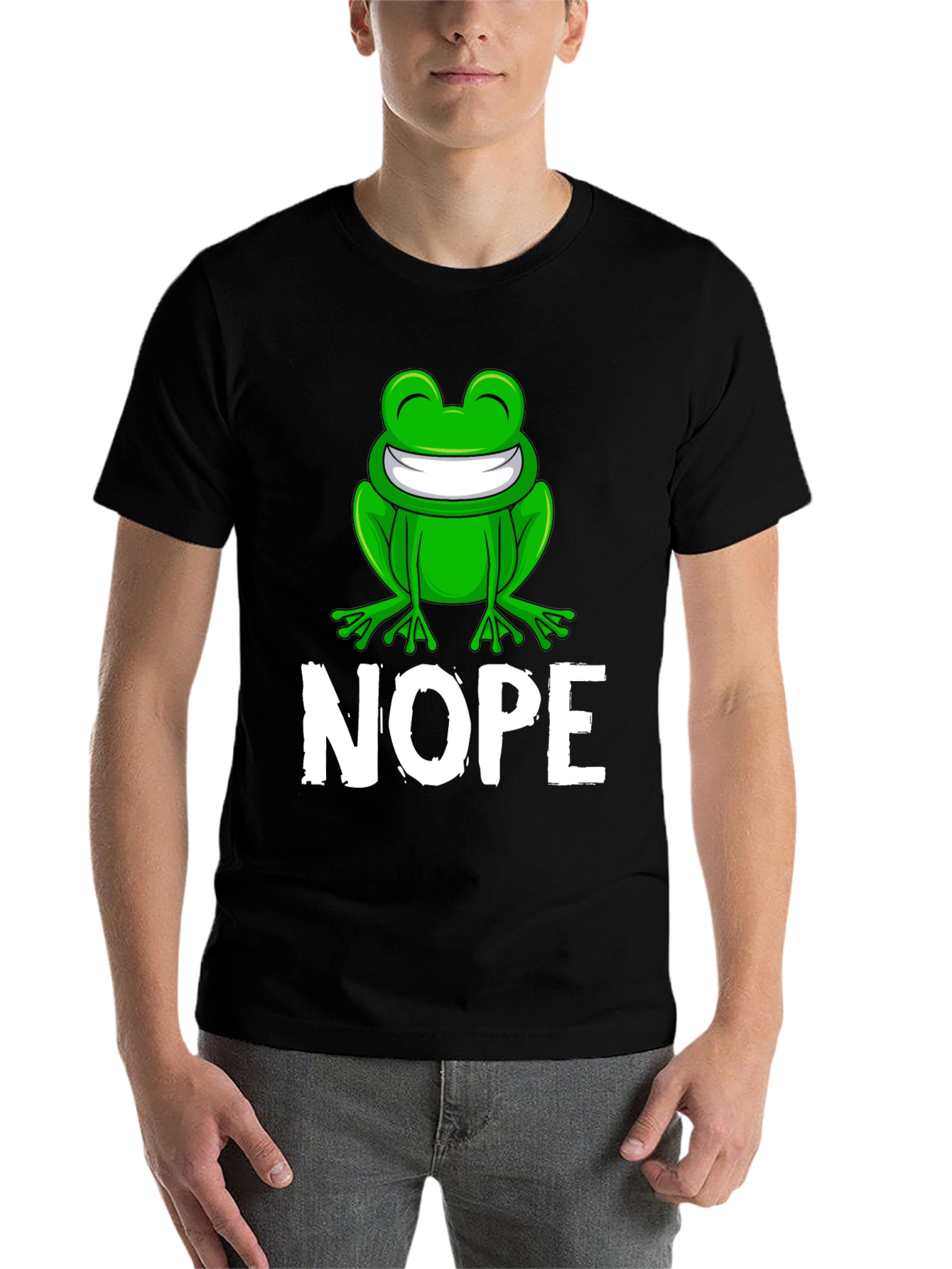 Black Nope Frog Graphic Tee - Funny Sarcastic T-Shirt view 7