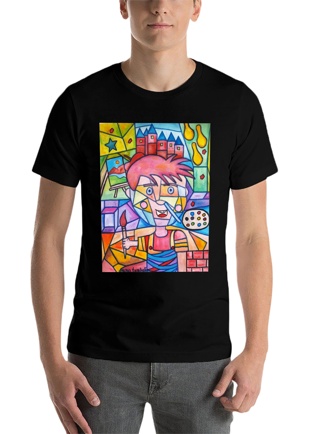 Black Artistic Painter Graphic Tee view 7