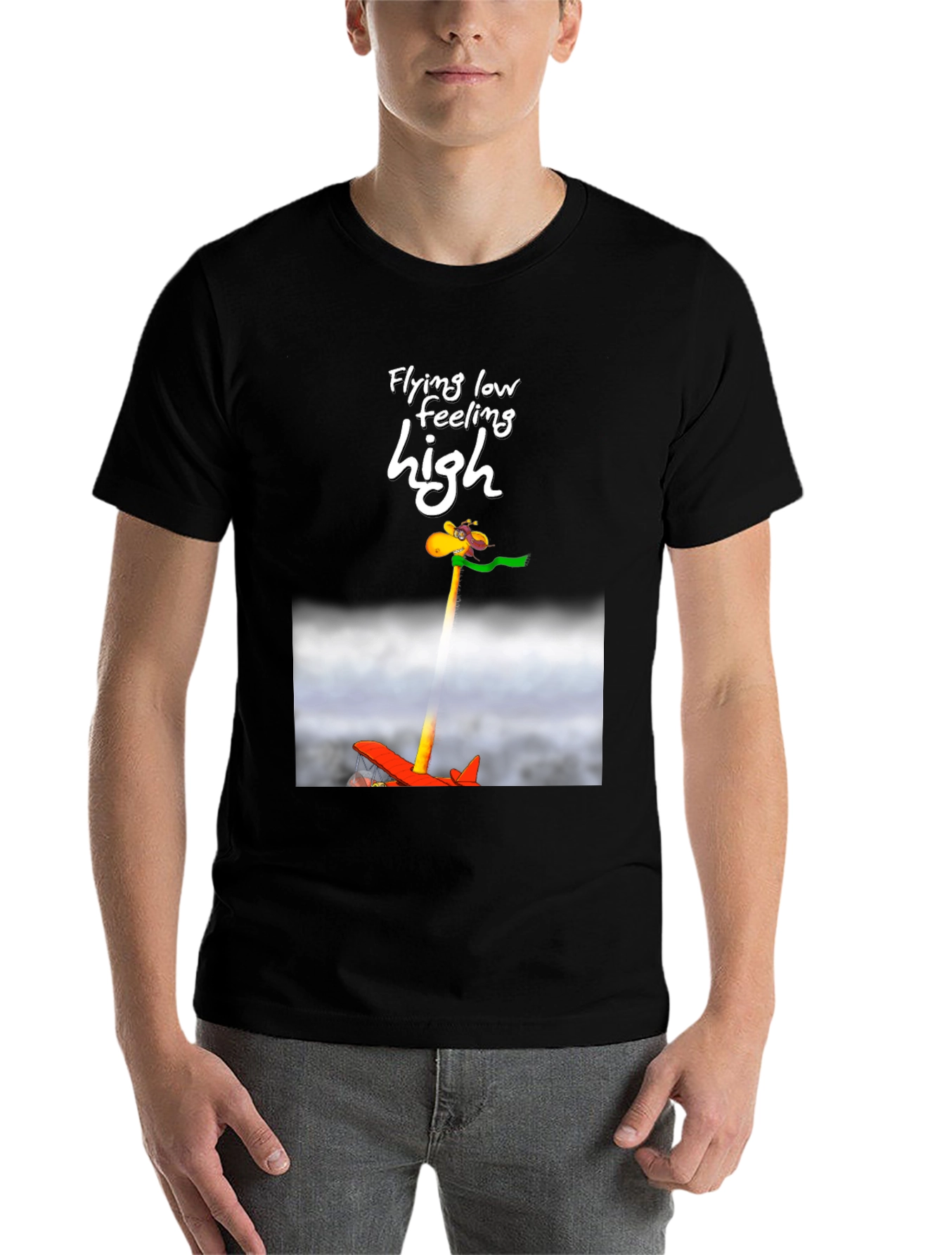 Black Flying High Giraffe T-Shirt view 7