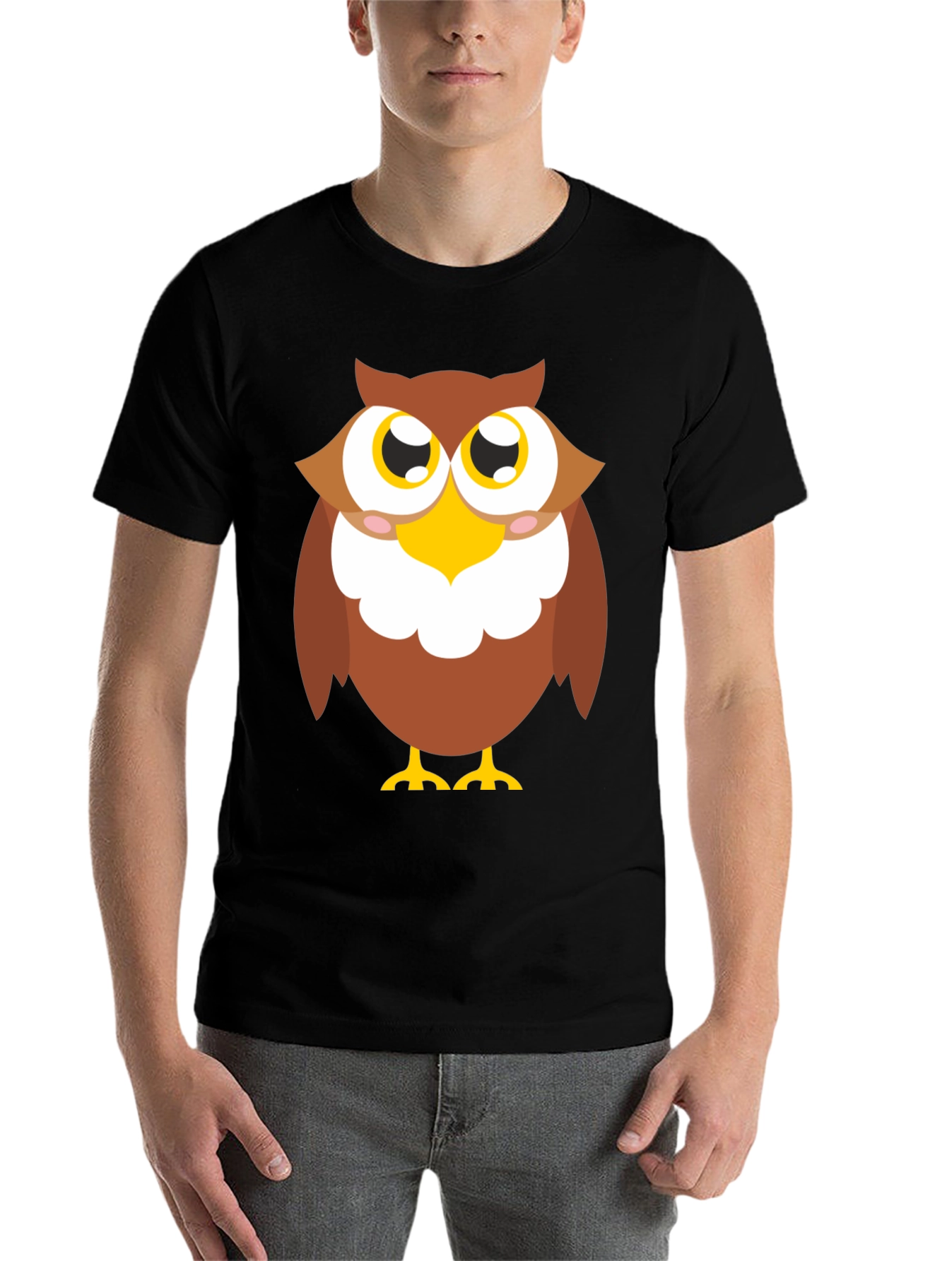Black Owl Graphic Tee - Black Cotton Blend Casual Shirt view 7
