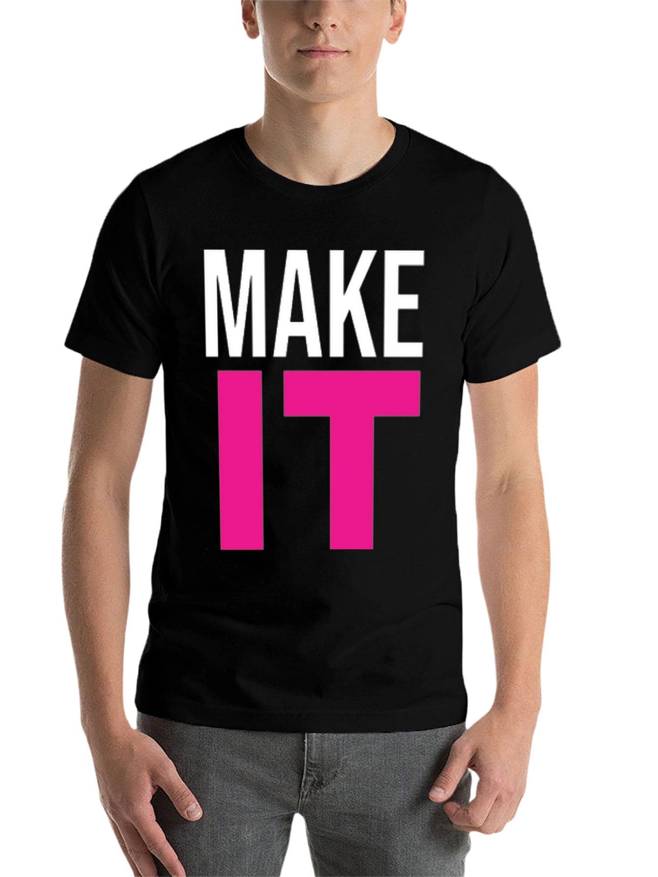 Black Make It Happen Graphic Tee - Bold Statement T-Shirt view 7