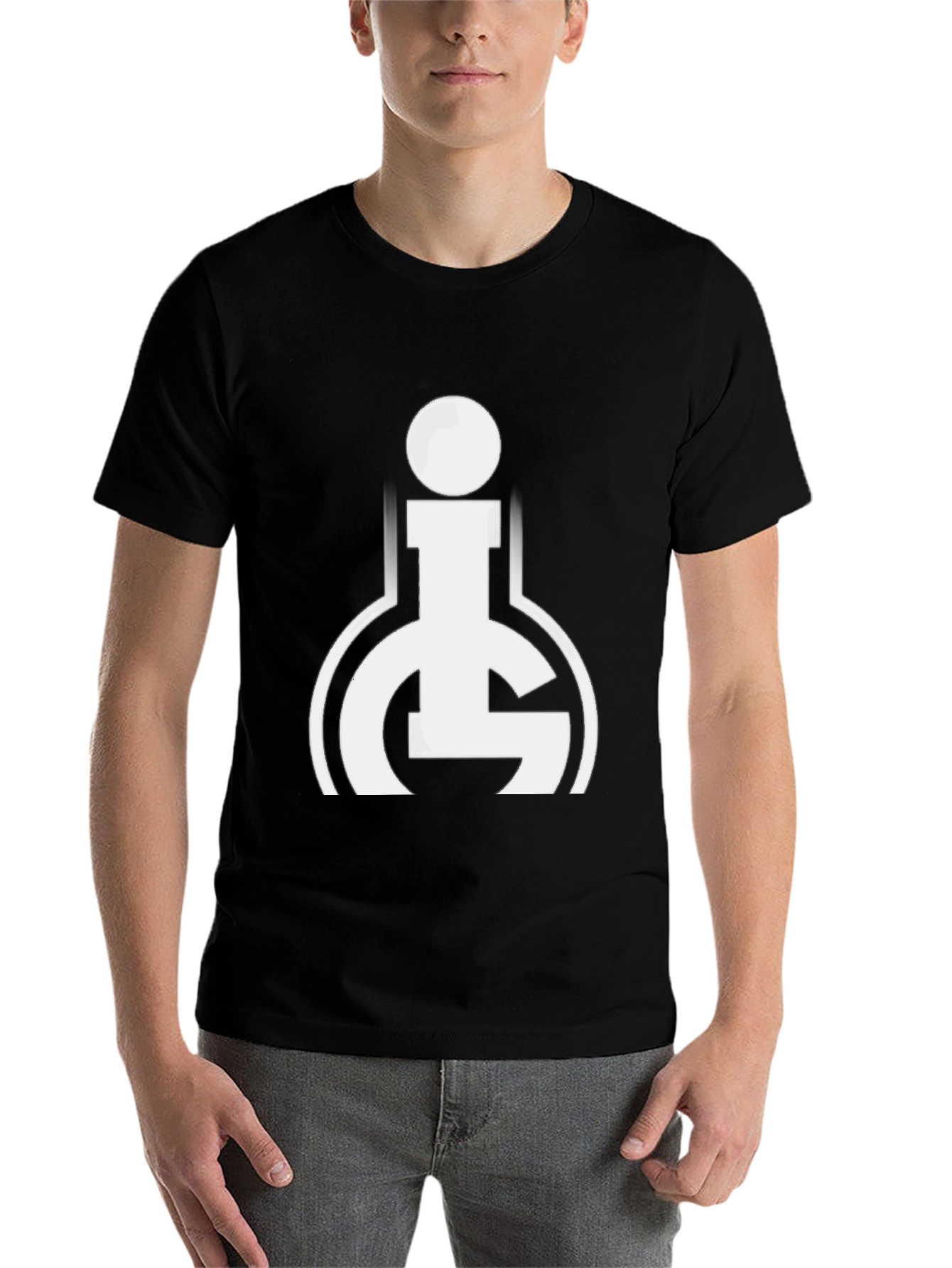Black Black T-Shirt with White Graphic Design view 7