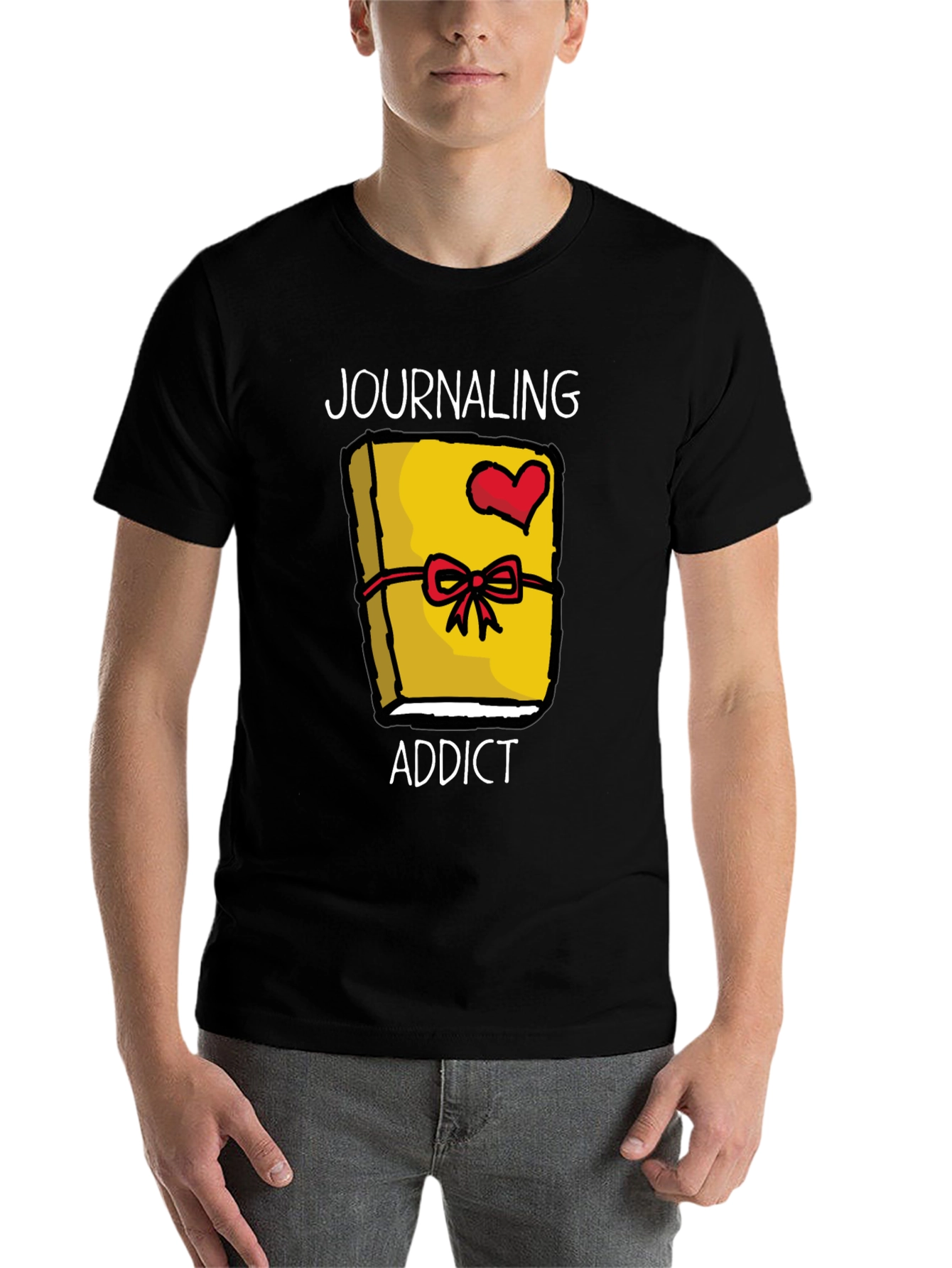 Black Journaling Addict Graphic Tee - Novelty Journal Lover Shirt view 7