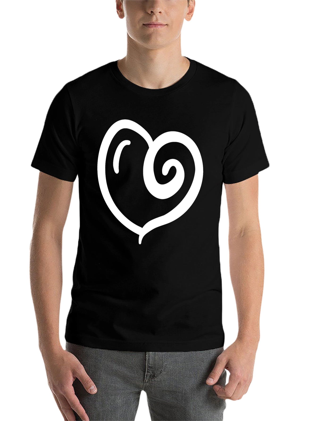 Black Heart Swirl Graphic Black T-Shirt view 7