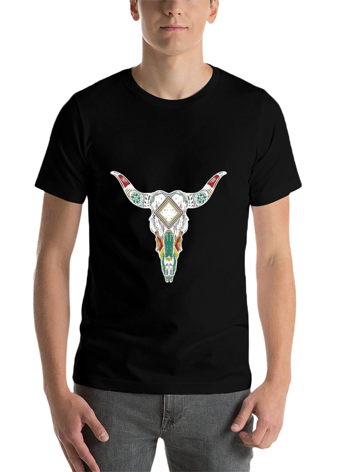 Black Bull Skull Graphic T-Shirt view 7