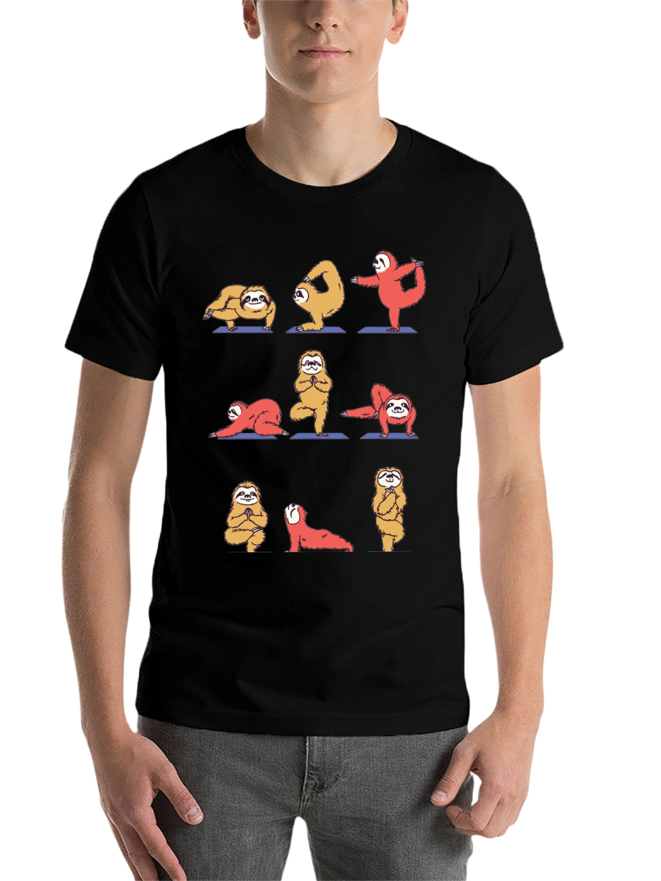 Black Yoga Sloth Graphic Tee view 7