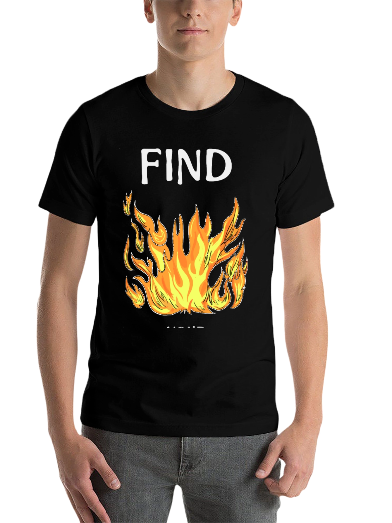 Black Find Your Fire Graphic Tee - Black Cotton Blend Shirt view 7