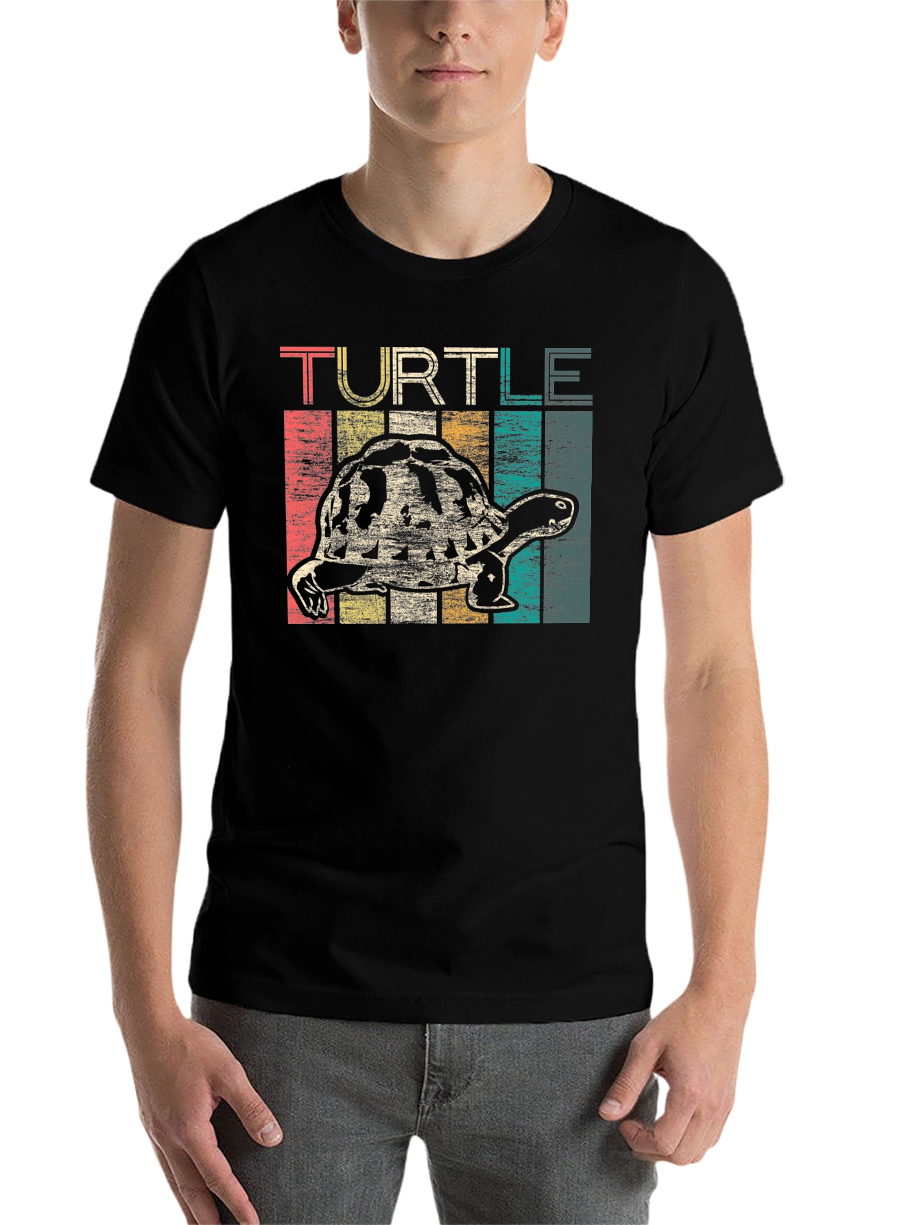 Black Retro Turtle Graphic T-Shirt - Vintage Style view 7