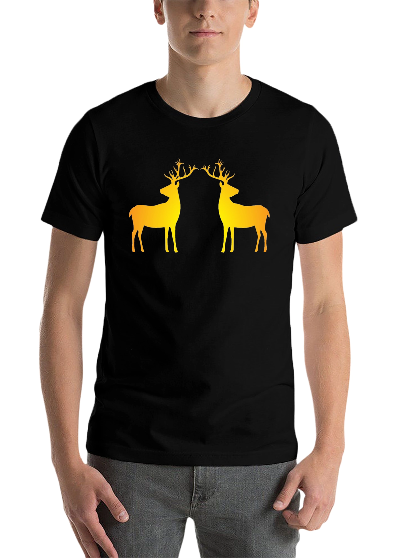 Black Golden Stag Graphic Tee - Black view 7