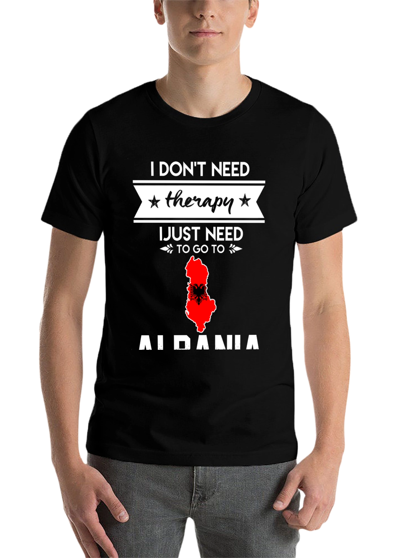 Black Albania Therapy T-Shirt - Travel Lover Gift view 7