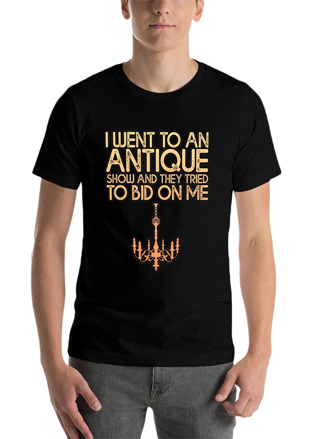 Black Antique Show Humor T-Shirt - Bid On Me view 7