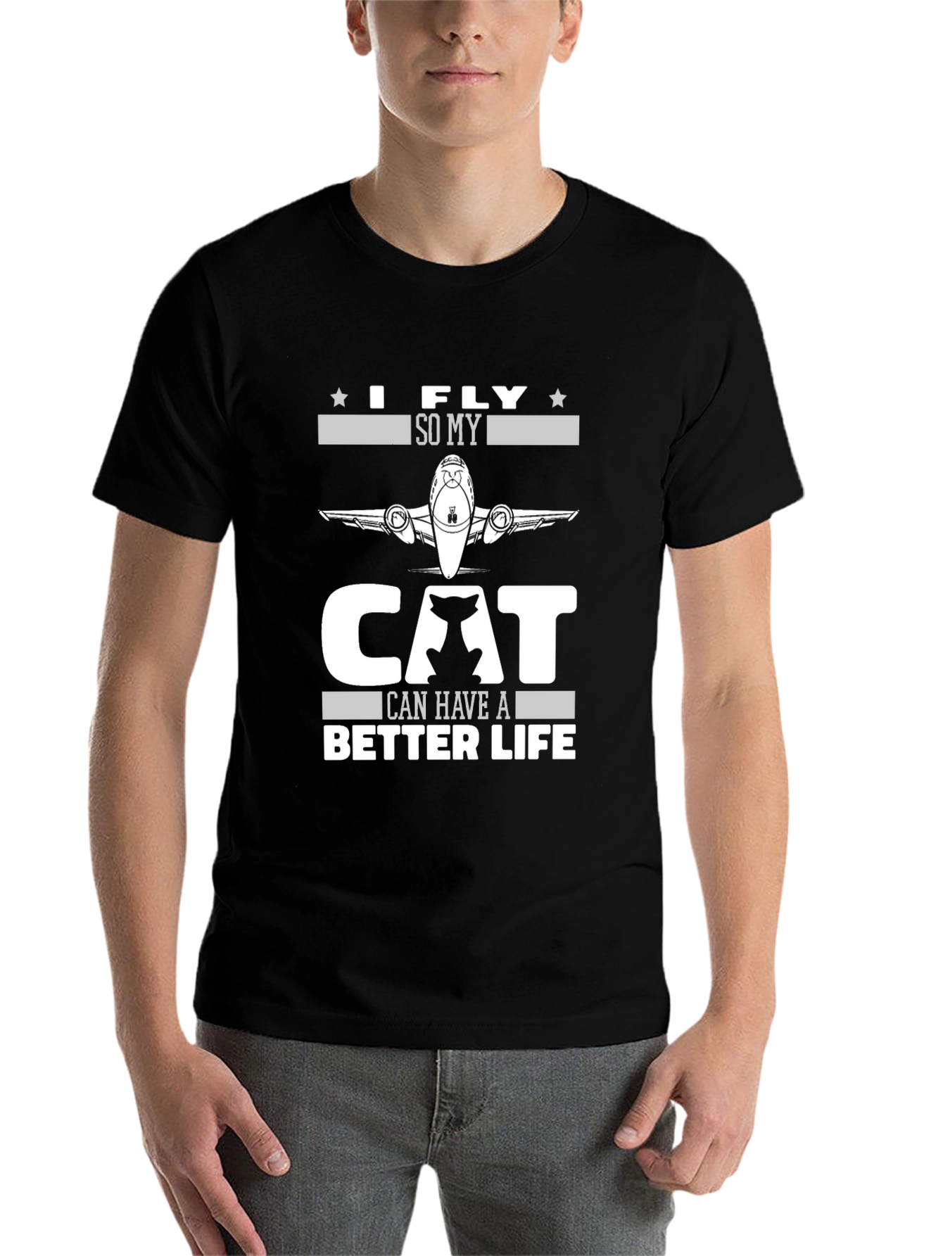Black I Fly So My Cat Can Have A Better Life T-Shirt view 7