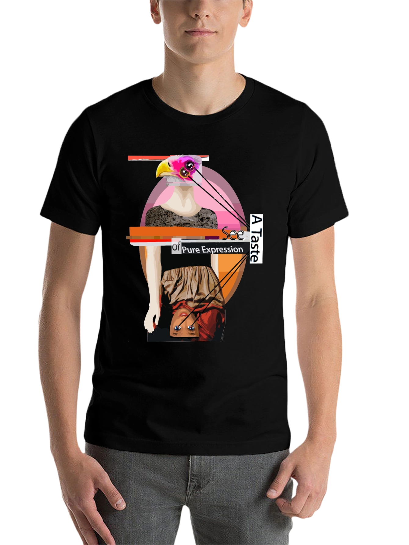 Black Unique Graphic Print Tee - Art Expression view 7