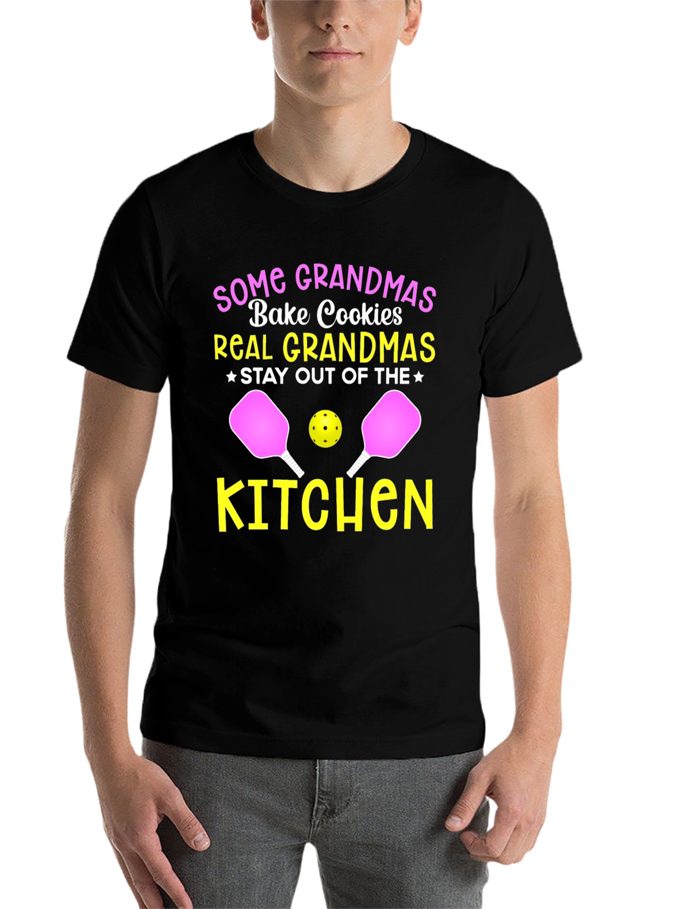 Black Pickleball Grandmas Stay Out of the Kitchen T-Shirt view 7