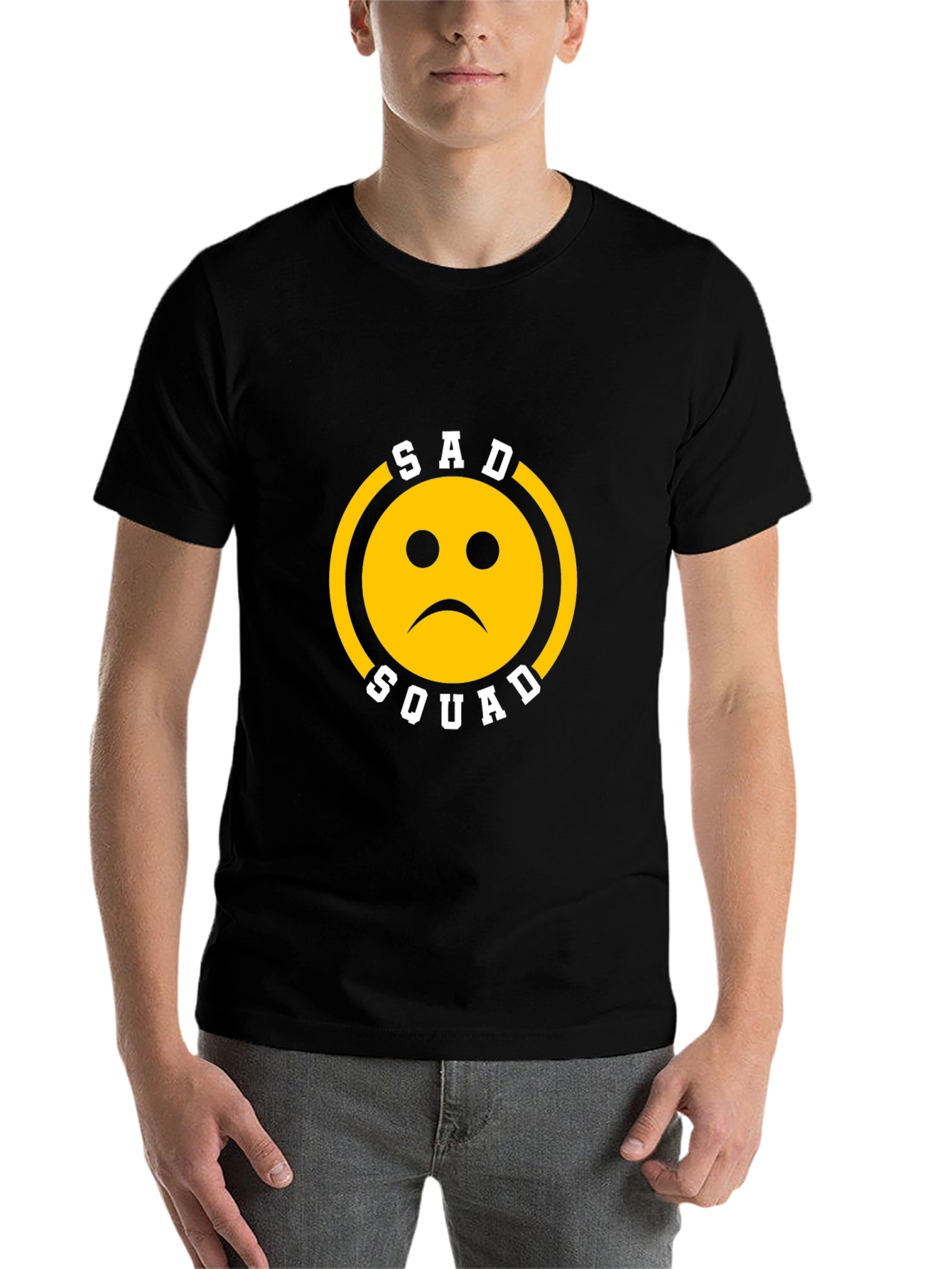 Black Sad Squad Graphic T-Shirt - Black Cotton Crew Neck view 7