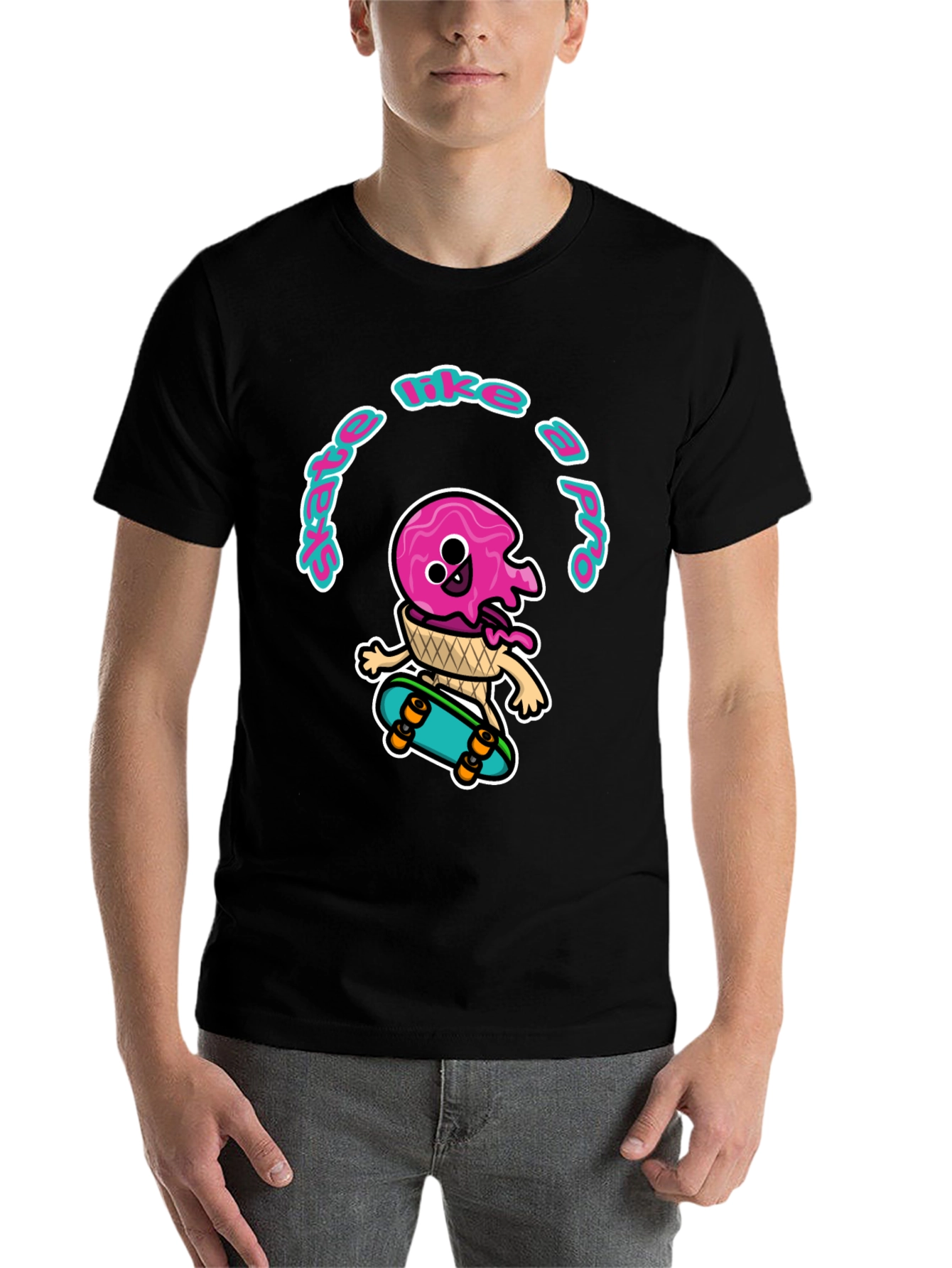 Black Skate Like a Pro Ice Cream T-Shirt view 7