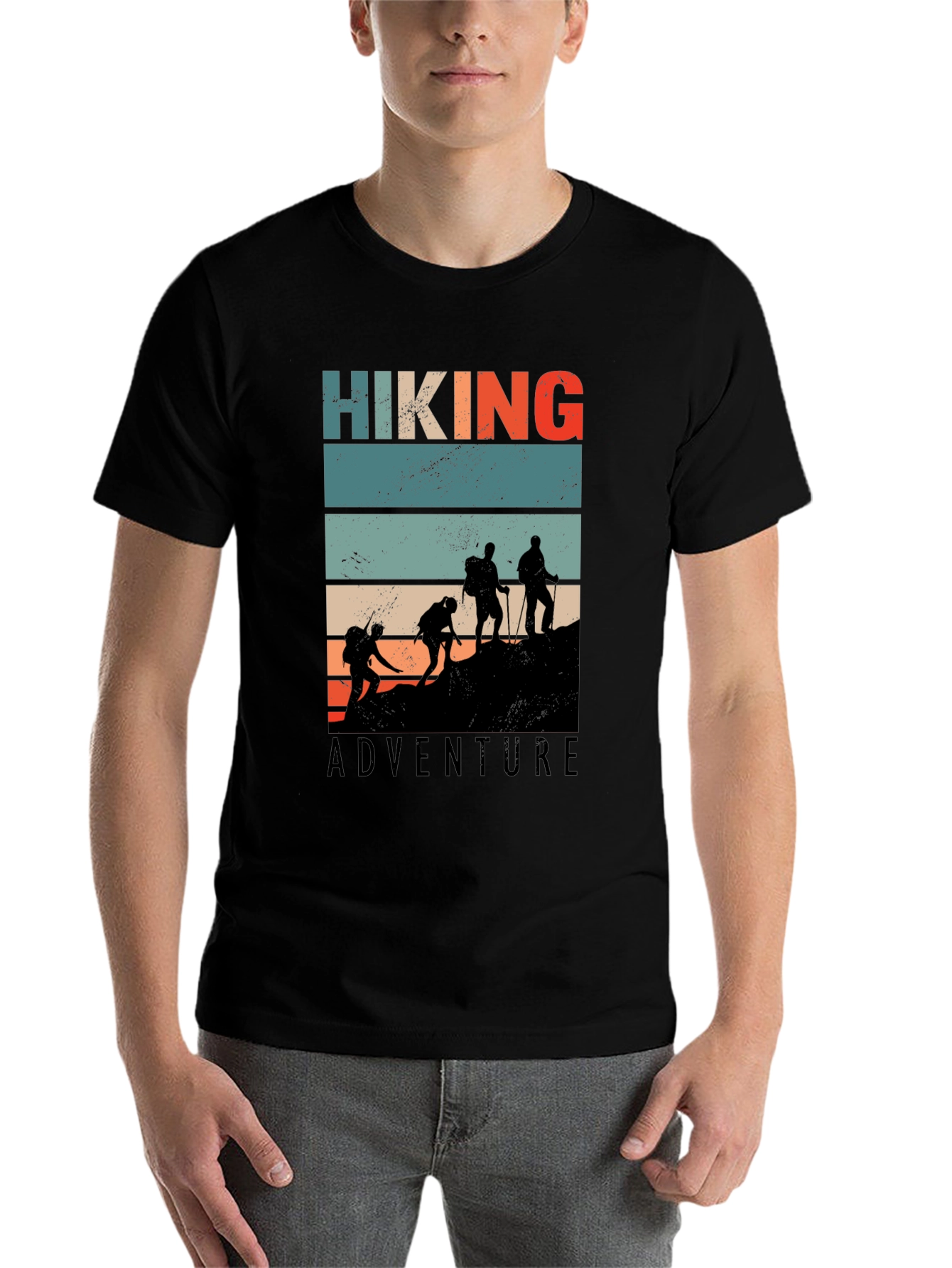 Black Hiking Adventure Graphic Tee - Retro Style view 7