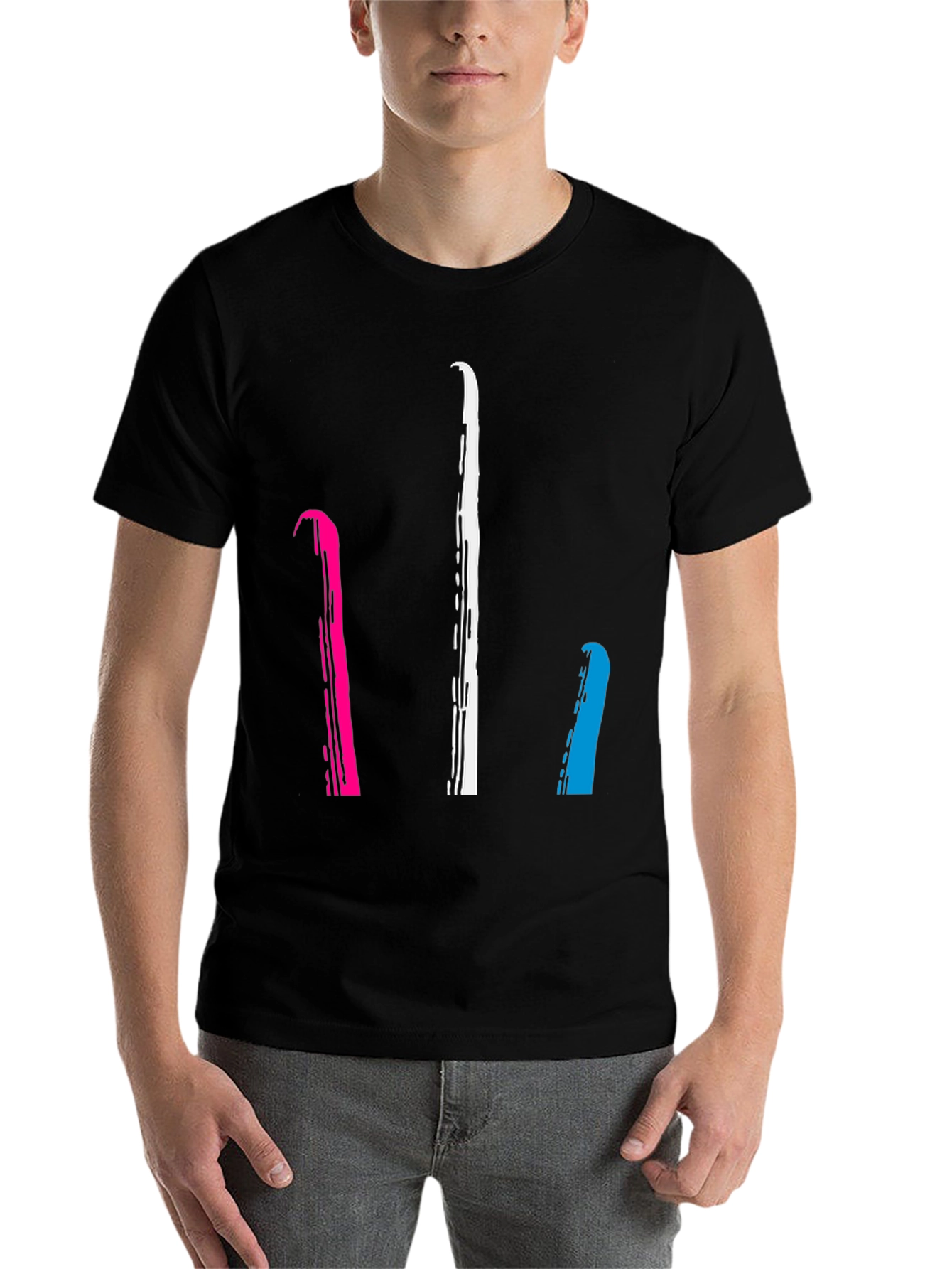 Black Abstract Stripe Graphic Tee - Men's Black T-Shirt view 7